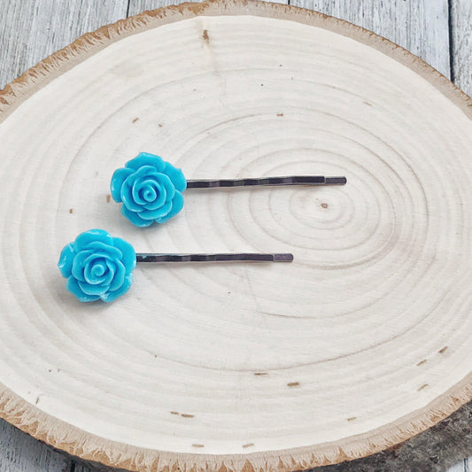 Blue Flower Hair Pin - Elegant Bridal Hair Jewelry | Beautiful Flower Bobby Pin for Wedding Hair Accessories