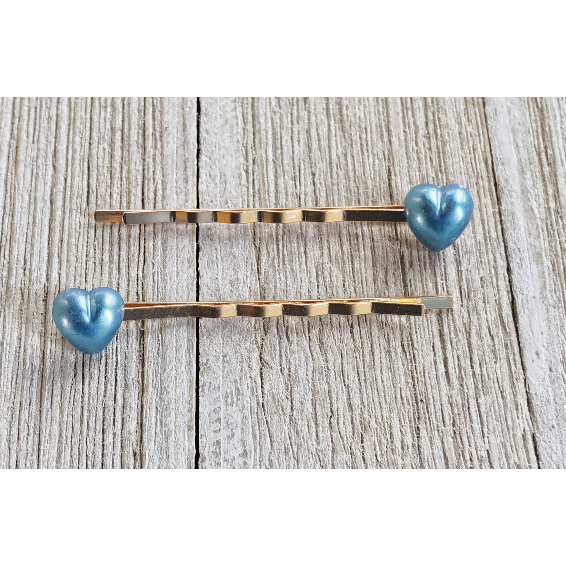 Blue Heart Hair Pins - Women’s Bobby Pins with Cute and Decorative Design