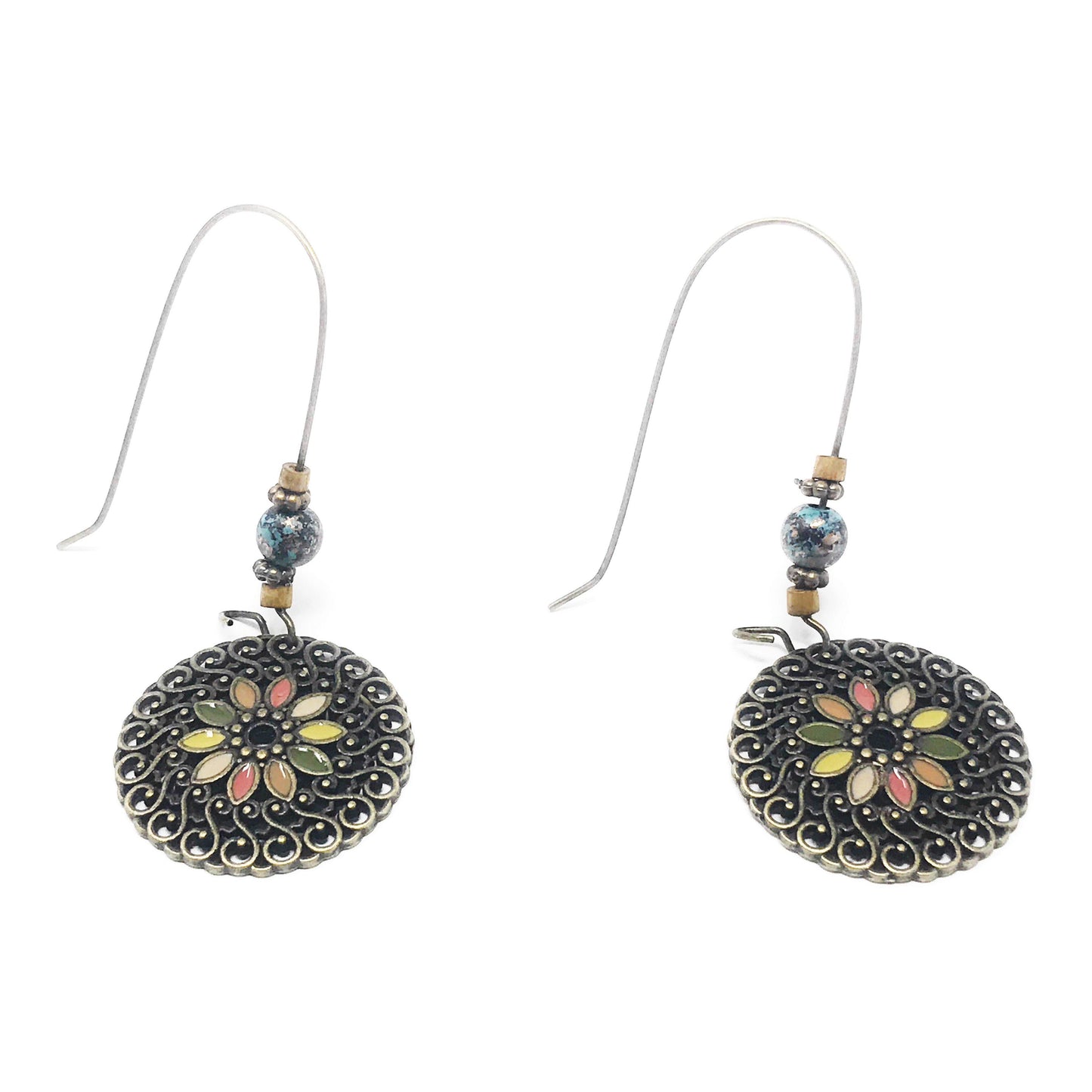 Boho Filigree Enamel Earrings – Colorful Dangle Jewelry