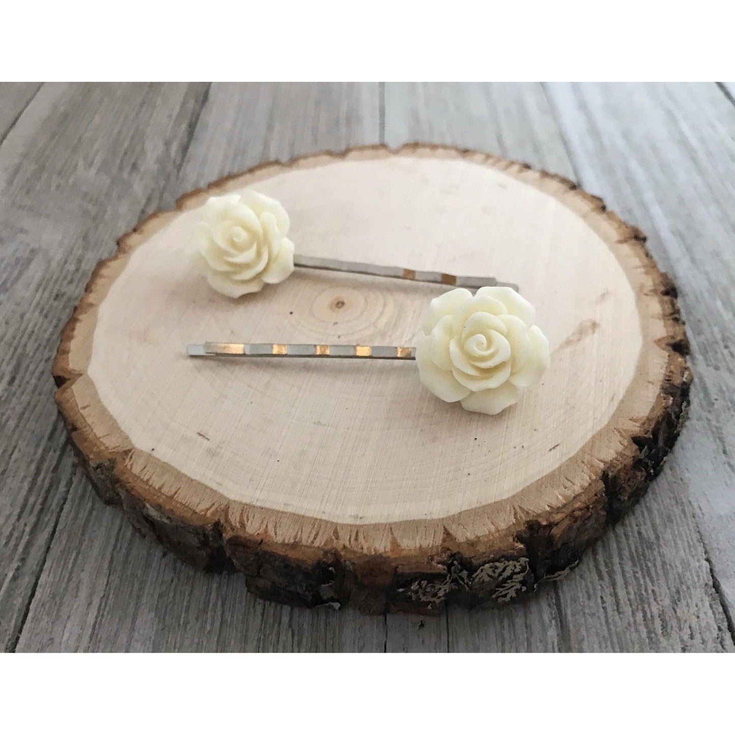 Cream Rose Hair Pin - Elegant Floral Accessory