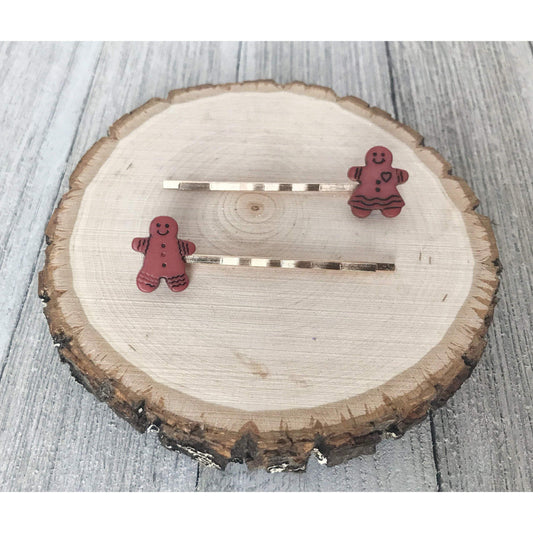 Gingerbread Man Hair Pin, Christmas Hair Clip, Holiday Barrettes, Womens Hair Clips, Girls Bobby Pin