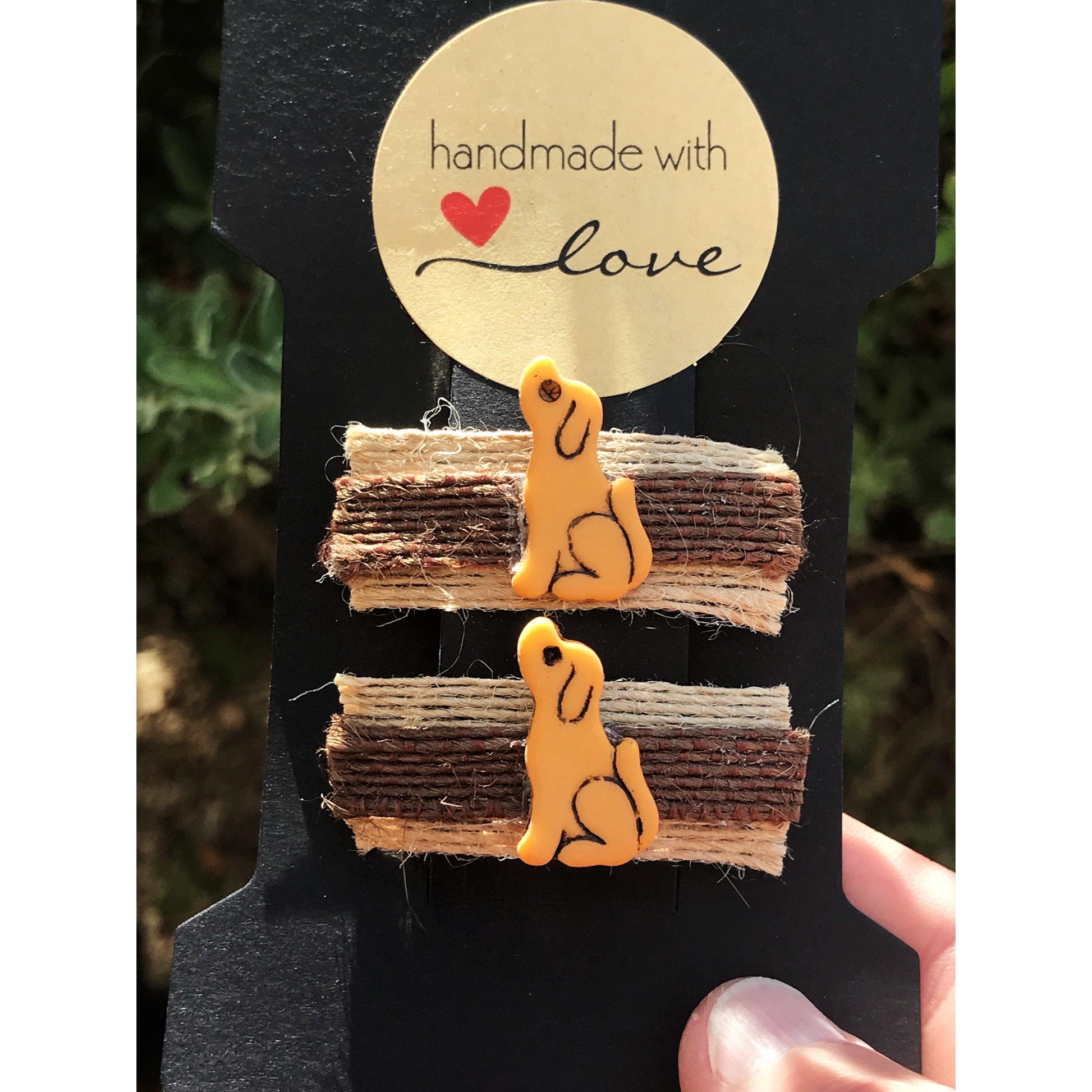 Brown Hair Clips with Dog Embellishments - Cute & Playful Hair Accessory