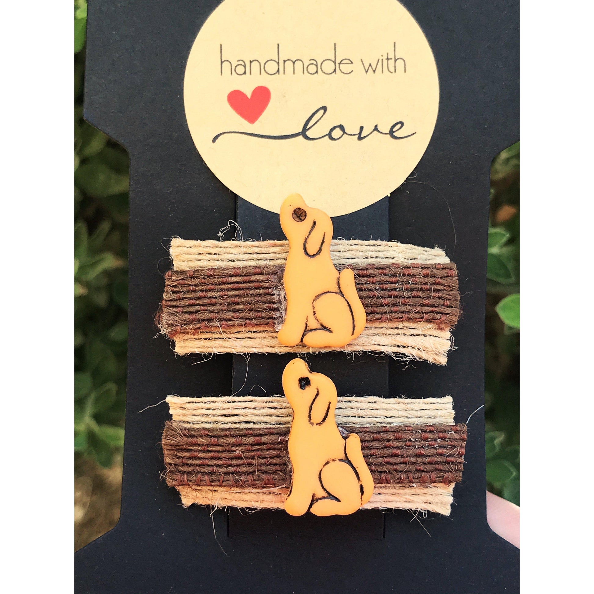 Brown Hair Clips with Dog Embellishments - Cute & Playful Hair Accessory