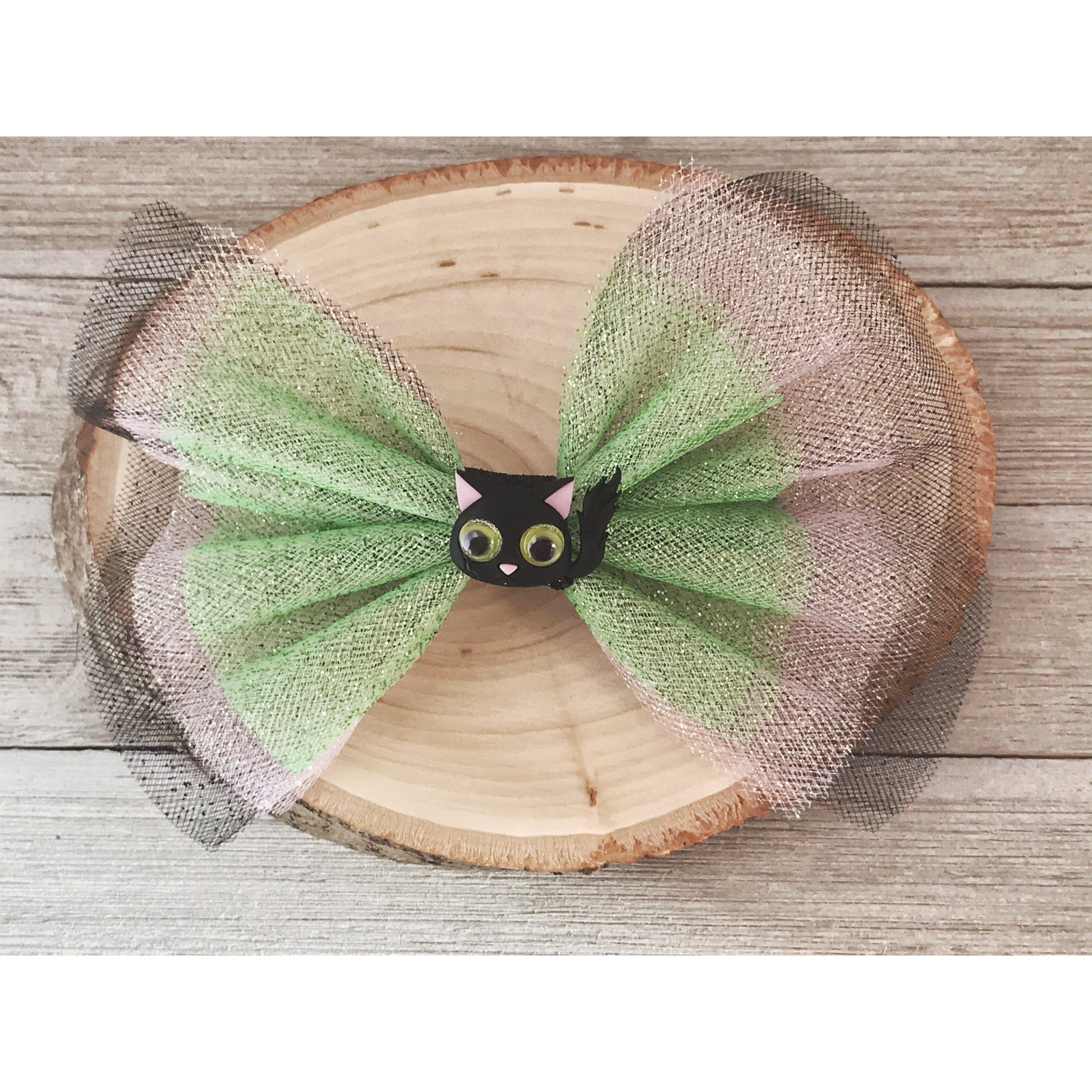 Halloween Black Spooky Cat Hair Bow Clip - Fun and Festive Halloween Accessory