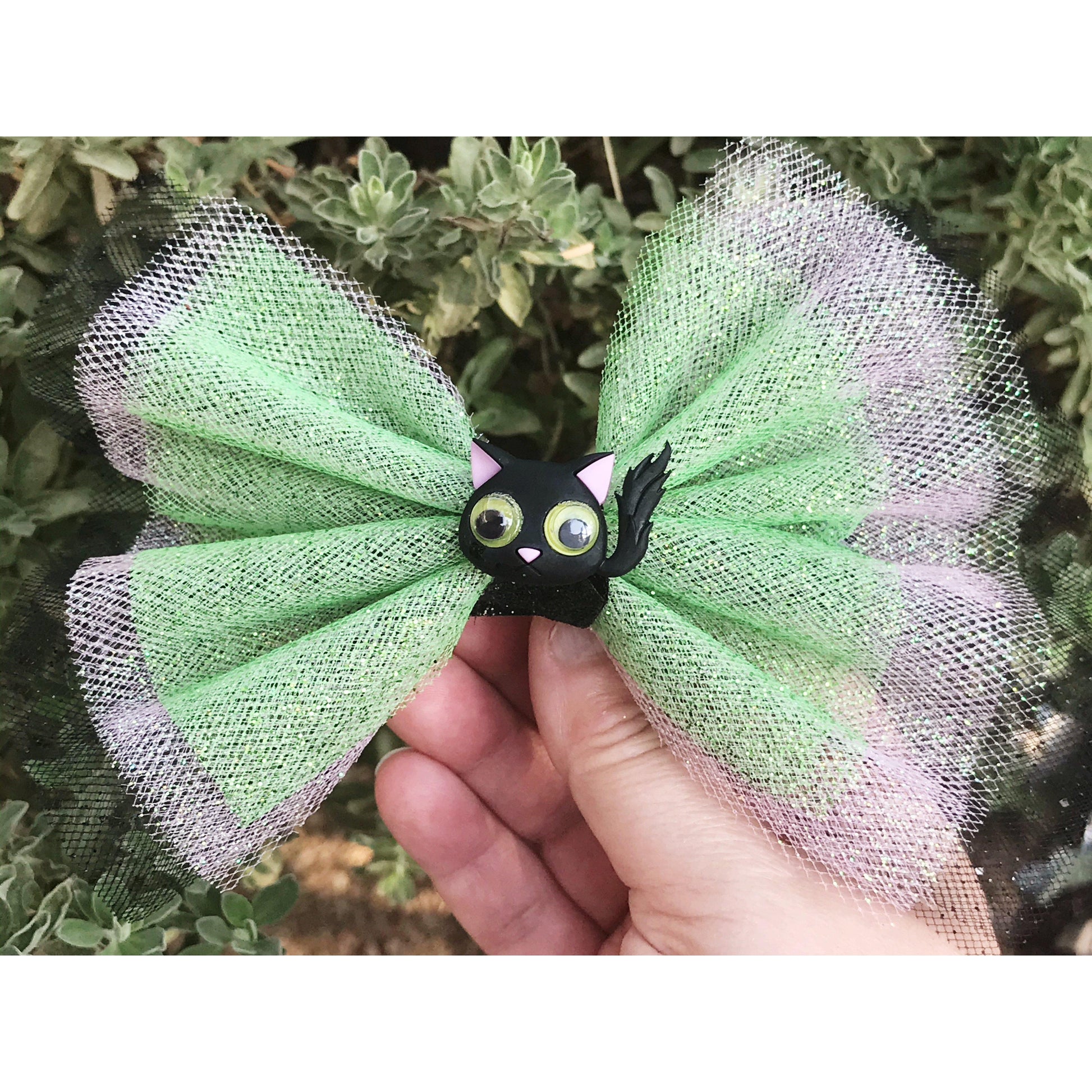 Halloween Black Spooky Cat Hair Bow Clip - Fun and Festive Halloween Accessory