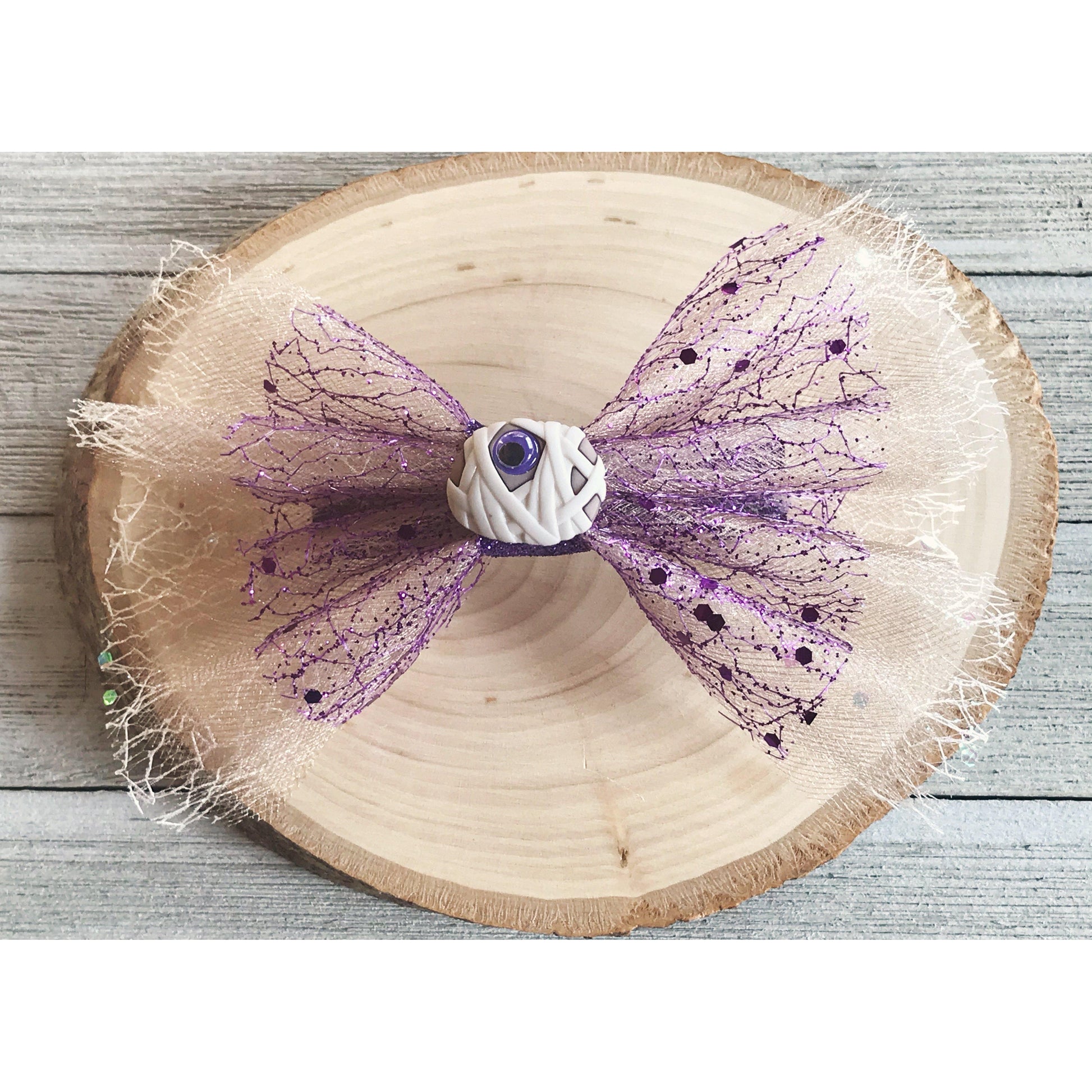 Mummy Eyeball Halloween Hair Bow - Spooky & Playful Hair Accessory