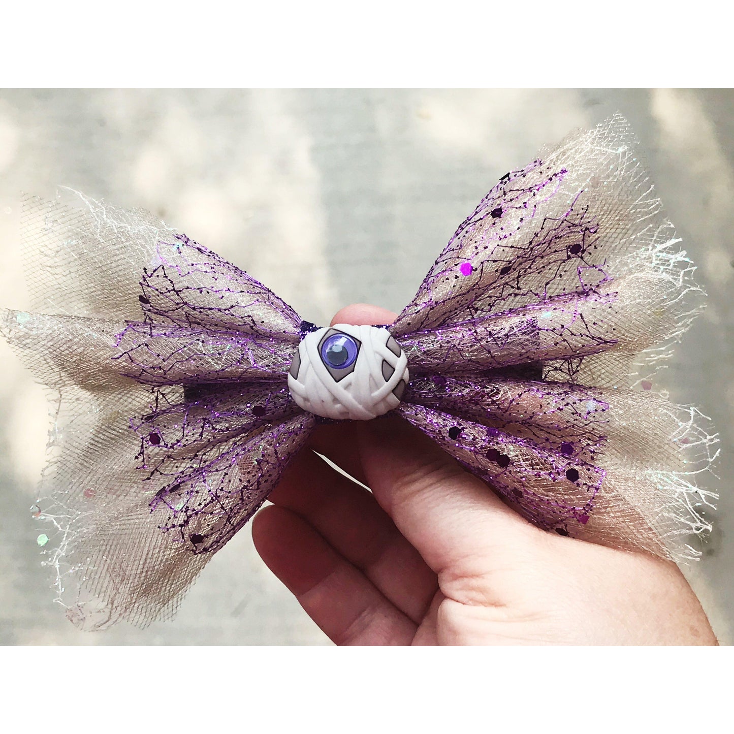 Mummy Eyeball Halloween Hair Bow - Spooky & Playful Hair Accessory