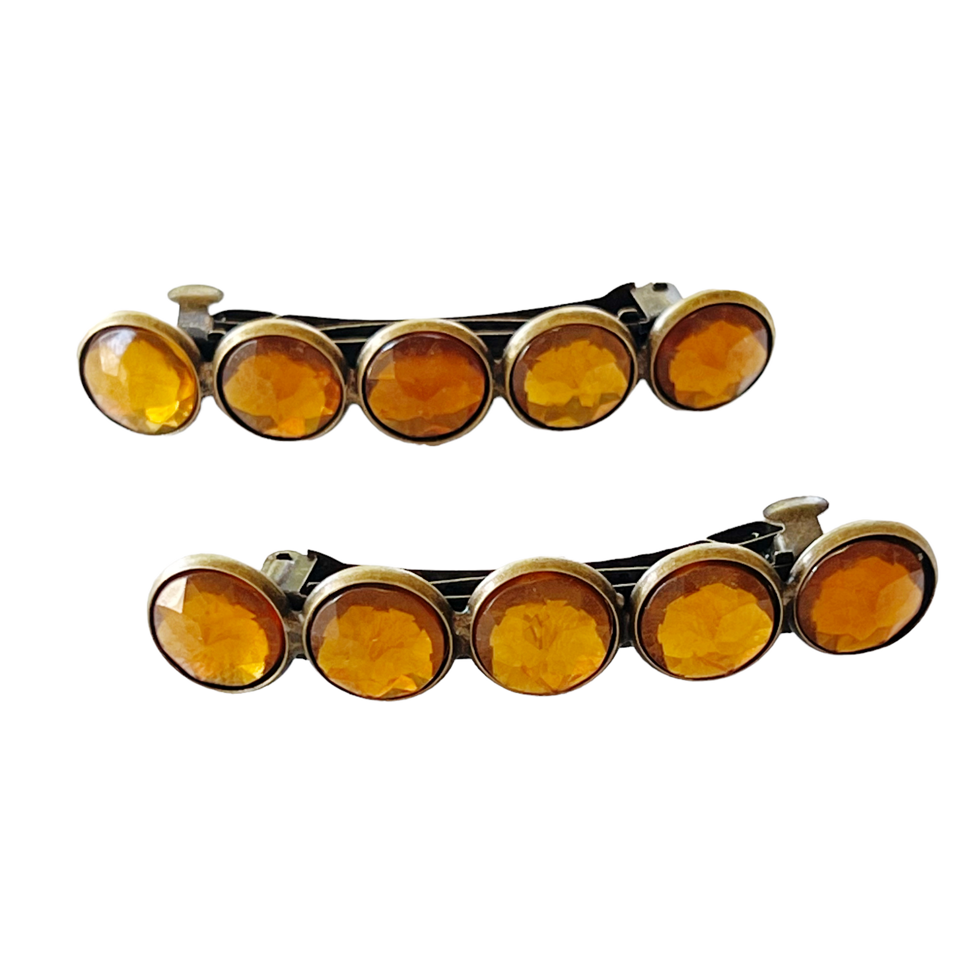 Brown Acrylic & Antiqued Brass Hair Clips: Vintage-Inspired Accessories