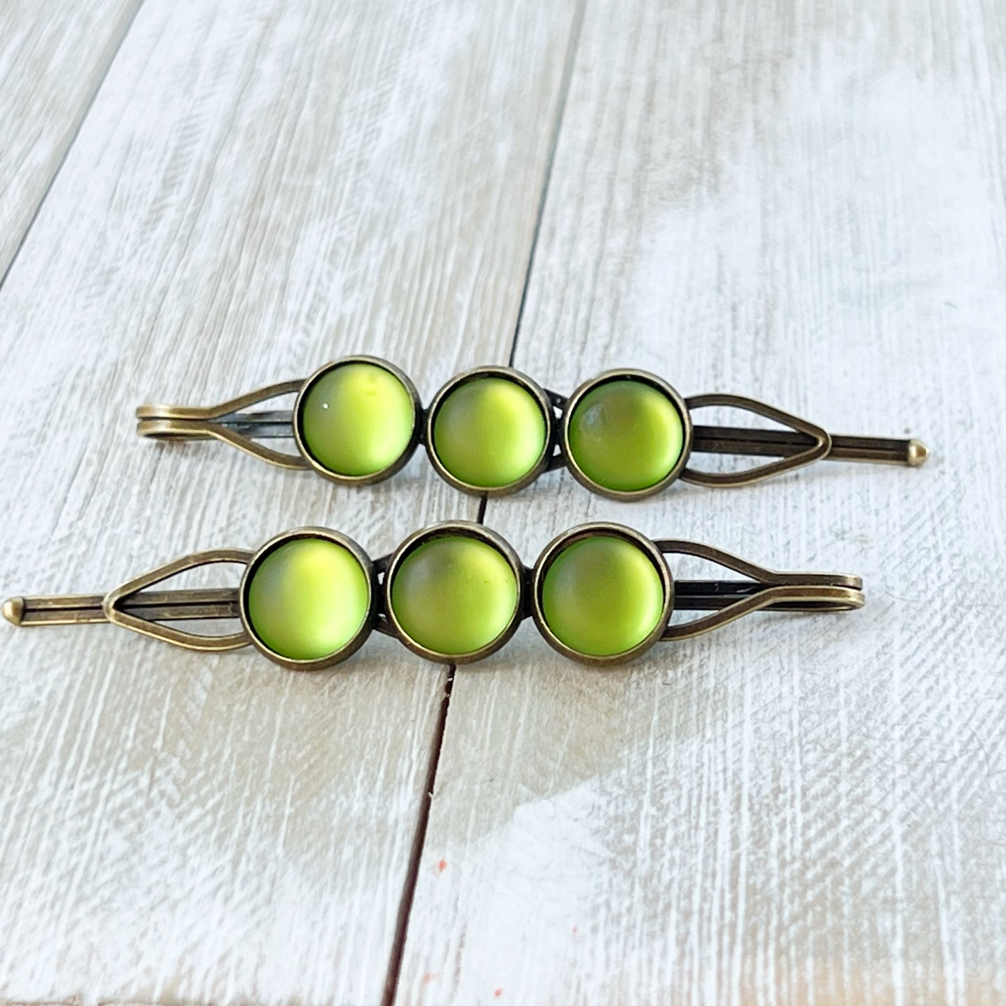 Candy Green Satin Acrylic Hair Pins: Sweet & Vibrant Accessories for Your Hair