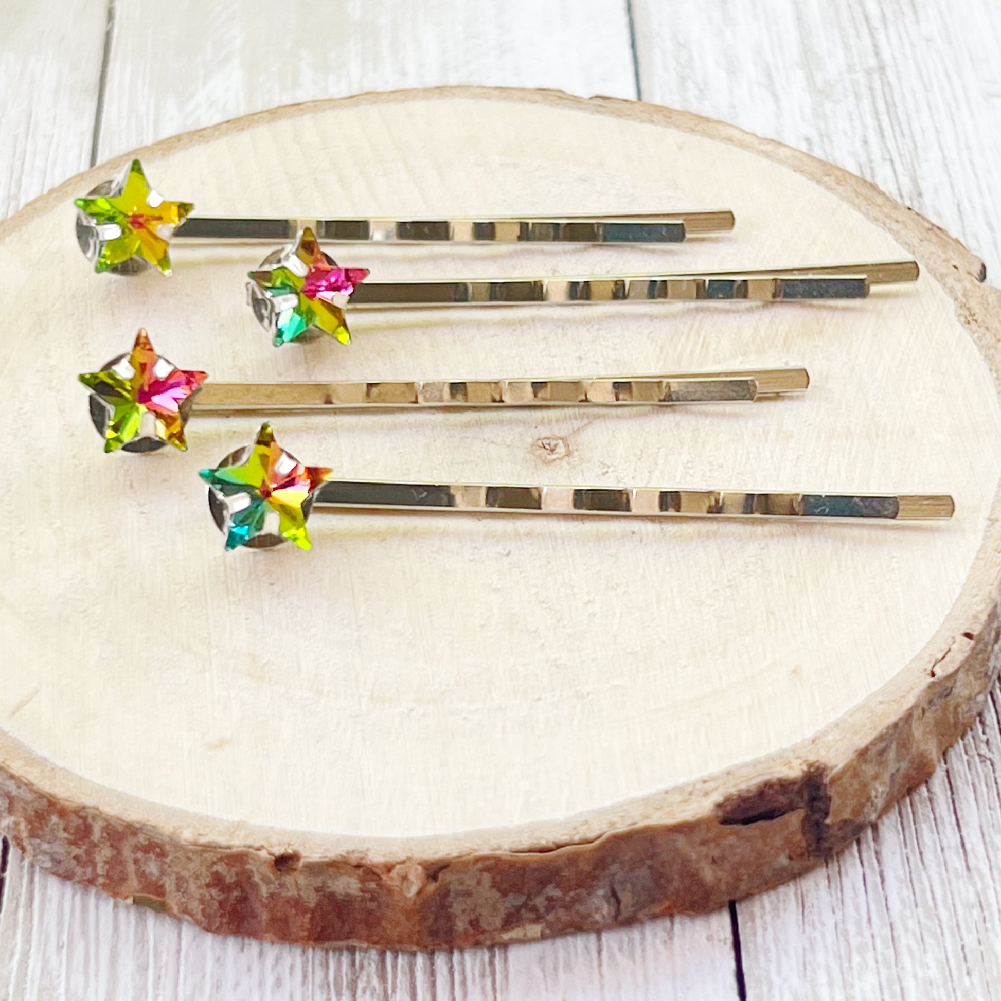 Rhinestone Rainbow Star Hair Pins, Hair Pins For Woman, Womens Bobby Pins, Star Barrettes, Star Hair Pins, Rainbow Hair Clip