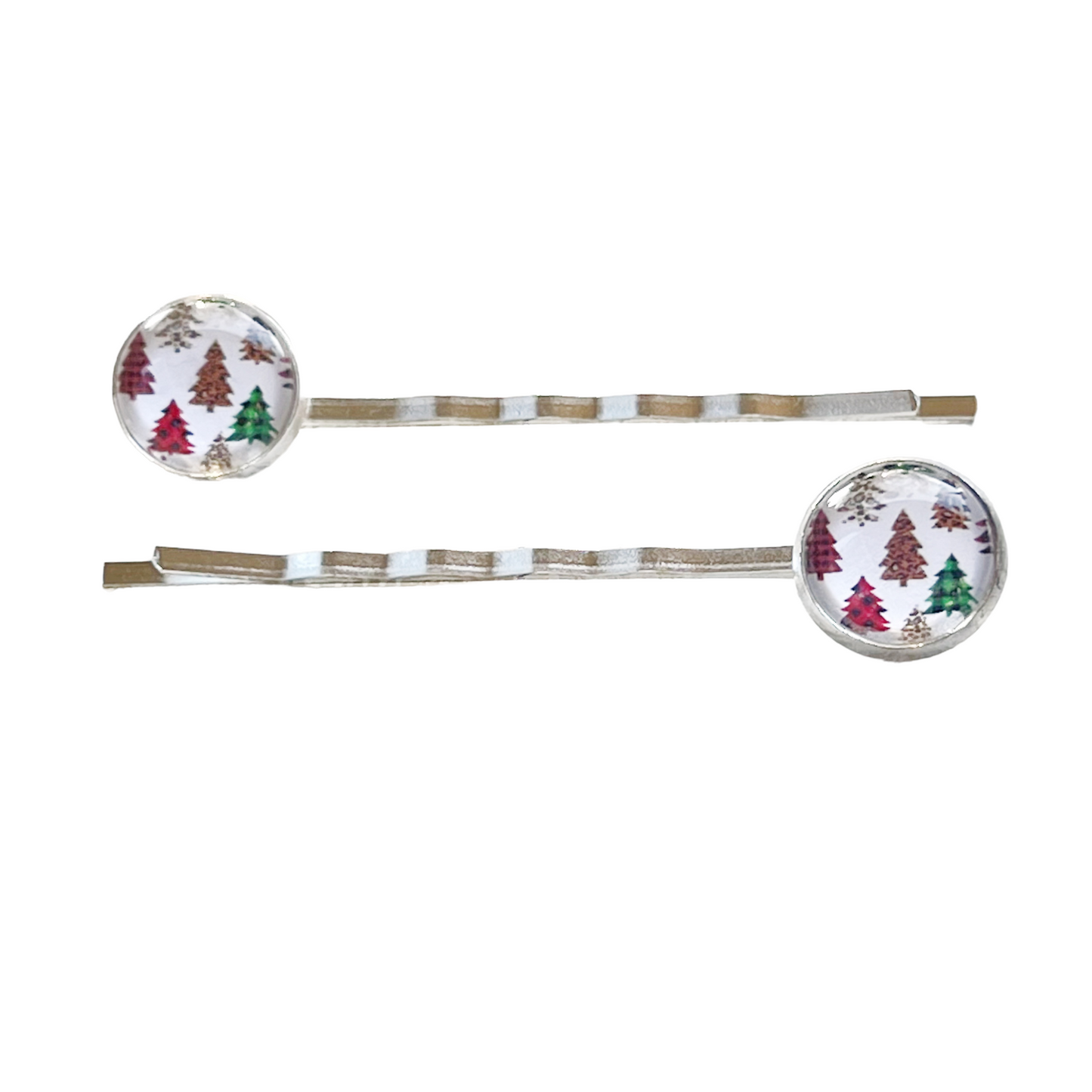 Plaid Christmas Tree Holiday Bobby Pins