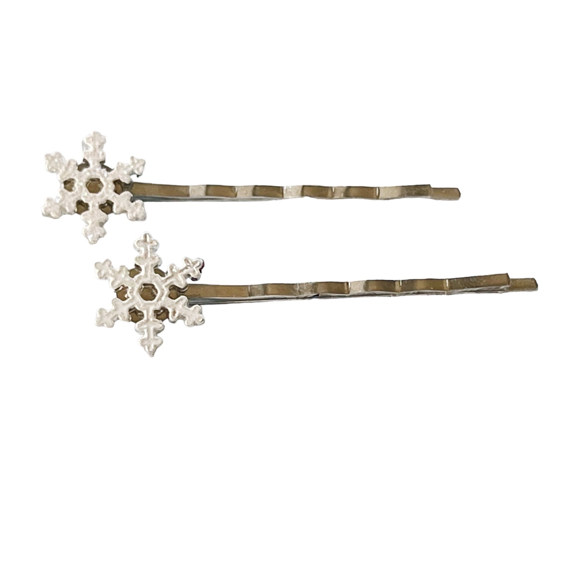 Glitter Snowflake Hair Pins – Silver Holiday Hair Clips with Icy Sparkle