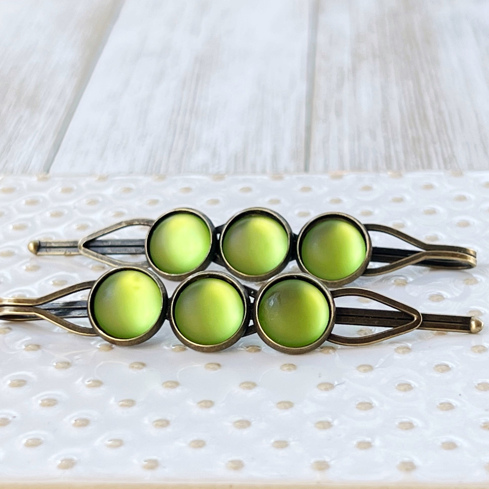 Candy Green Satin Acrylic Hair Pins: Sweet & Vibrant Accessories for Your Hair