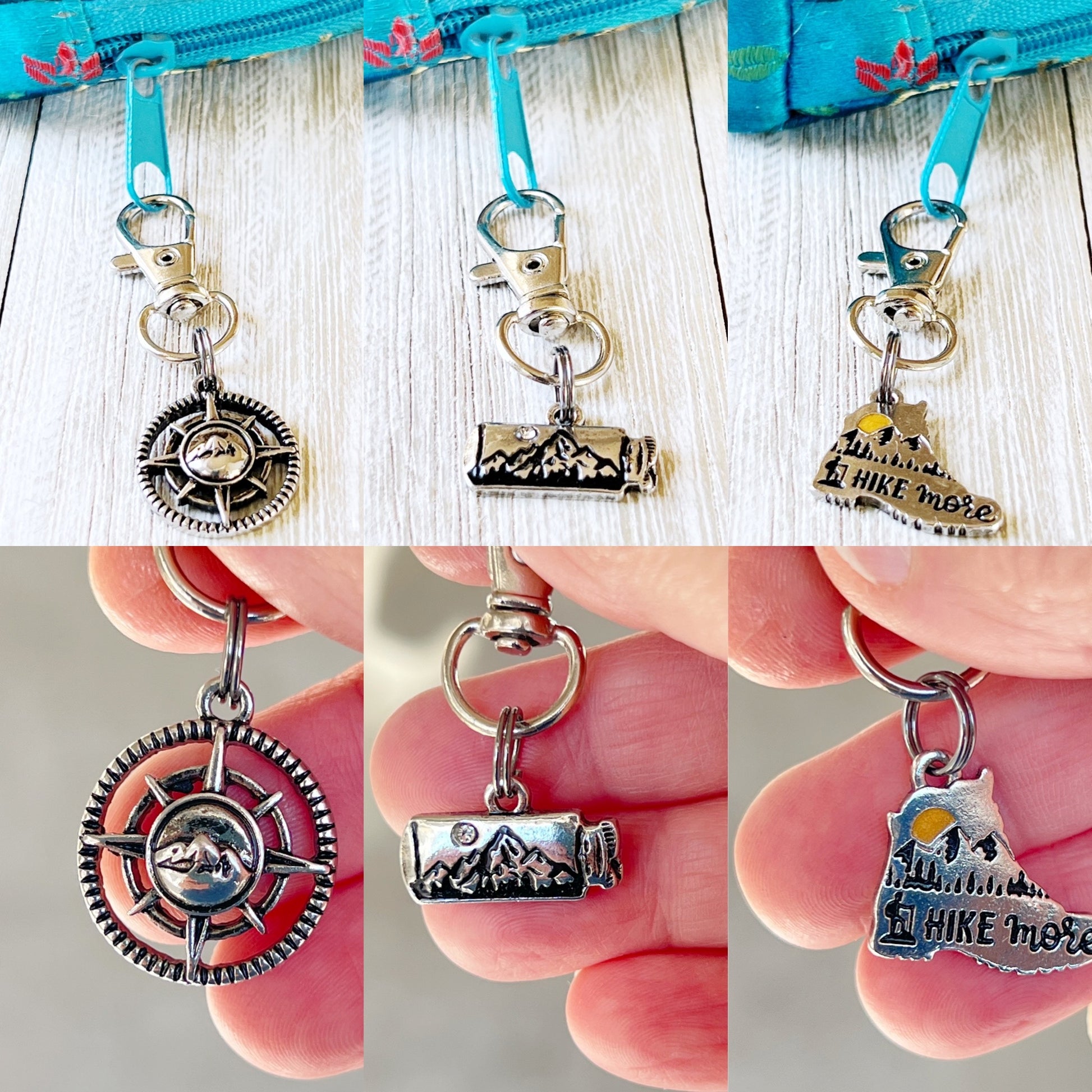 Hike More Mountains Zipper Pull Keychain Charm: Adventure-Inspired Purse Accessories