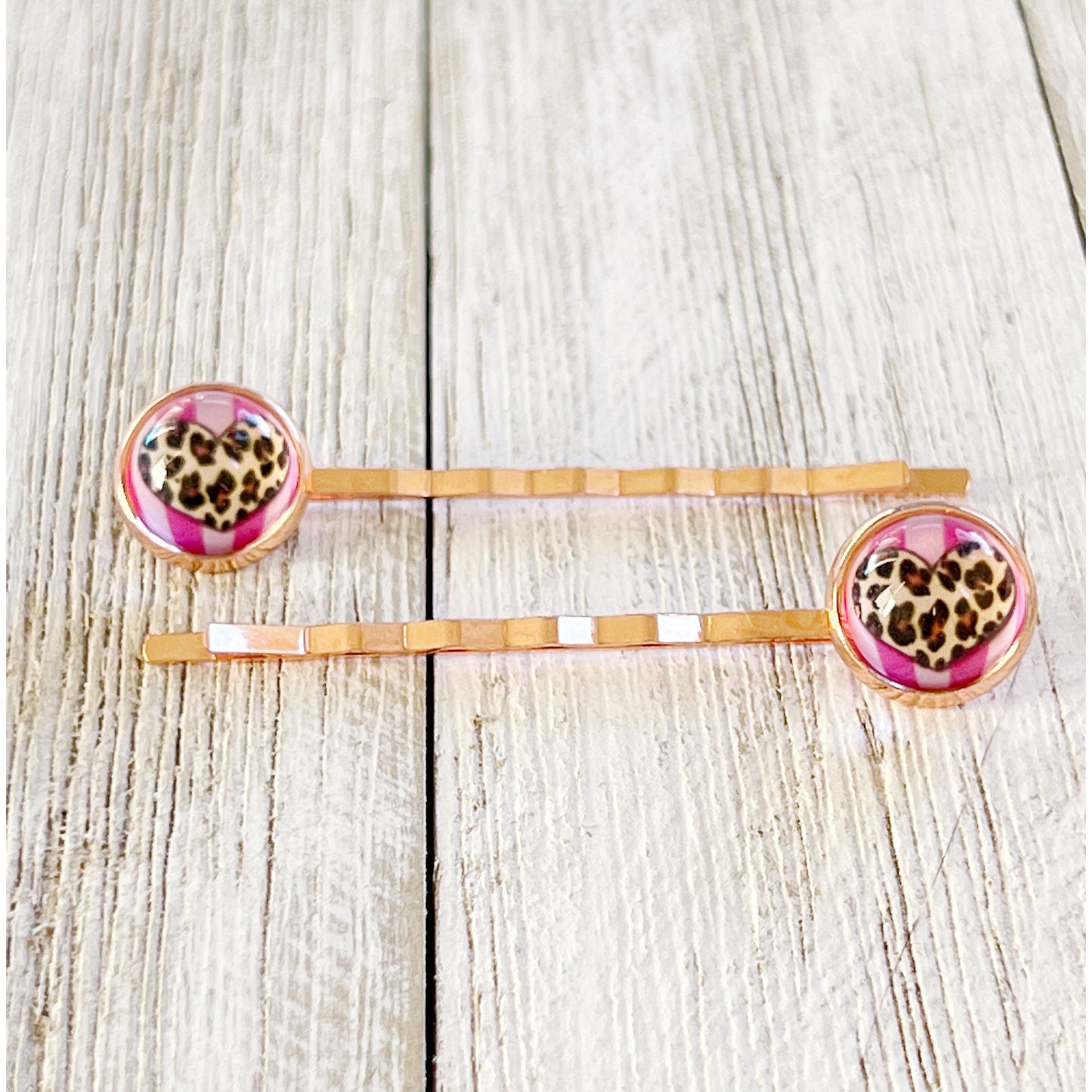 Animal Print Heart Hair Pins - Trendy & Unique Hair Accessories