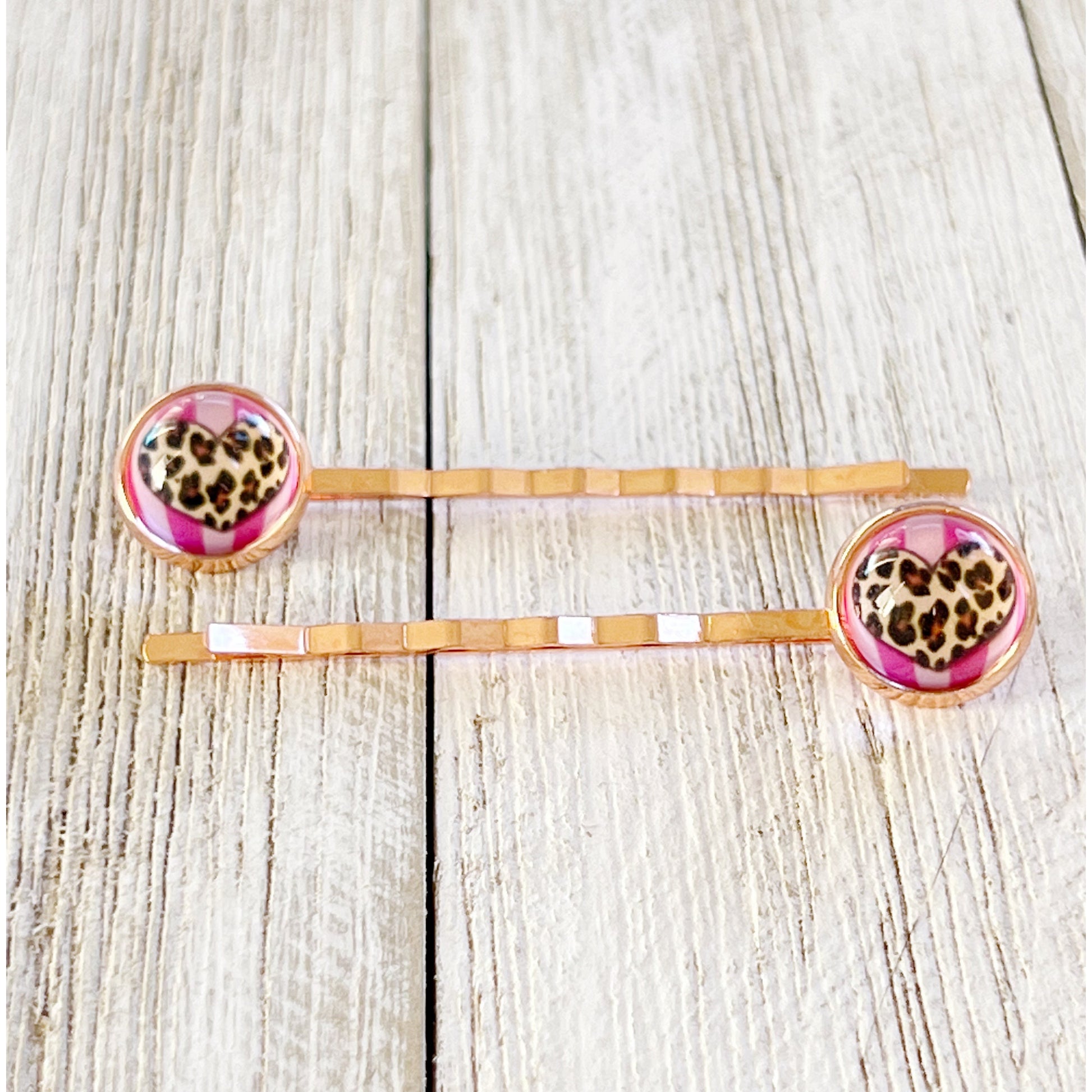 Animal Print Heart Hair Pins - Trendy & Unique Hair Accessories