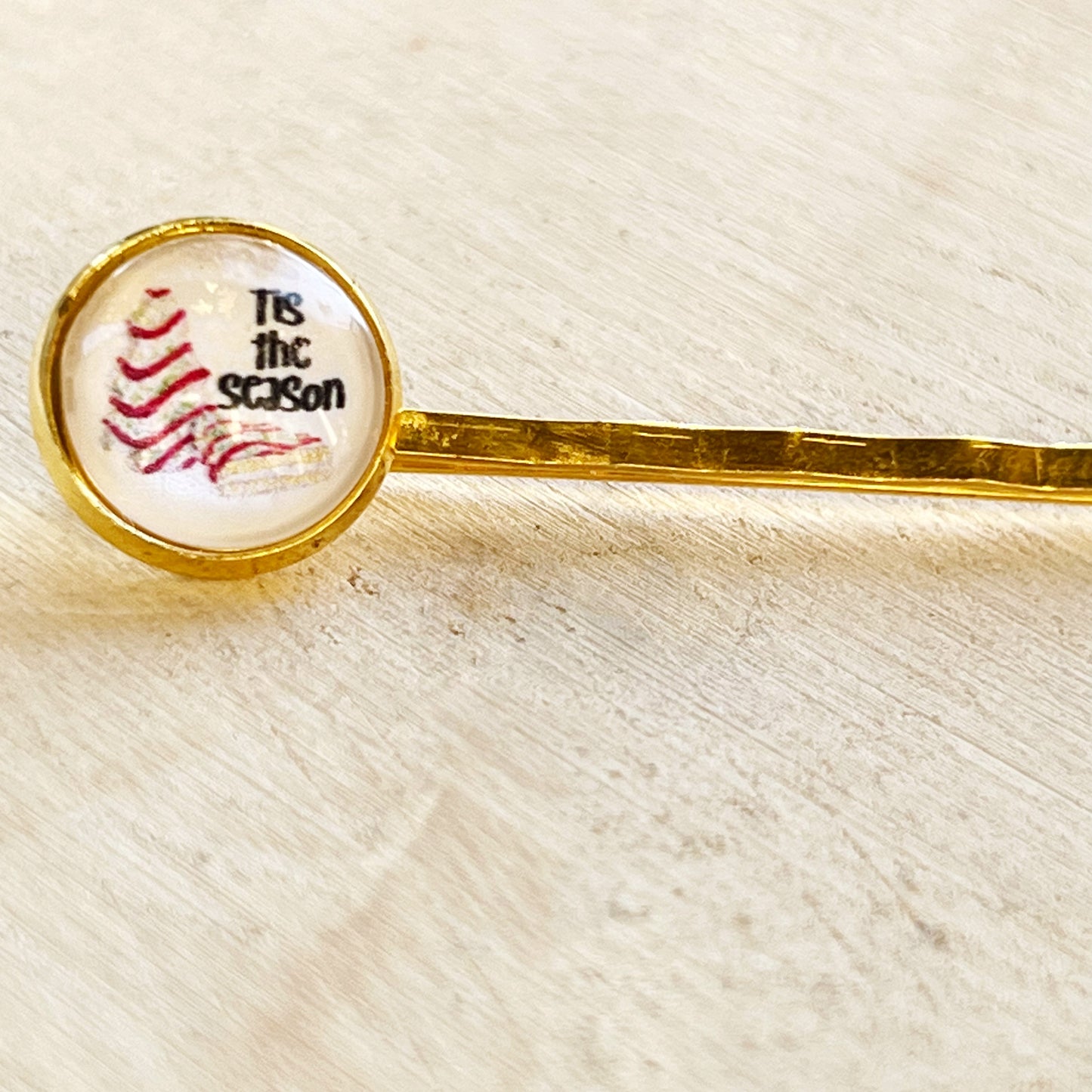 Christmas Tree Cake Gold Hair Pin - Festive Accessory for Holiday Hairstyles
