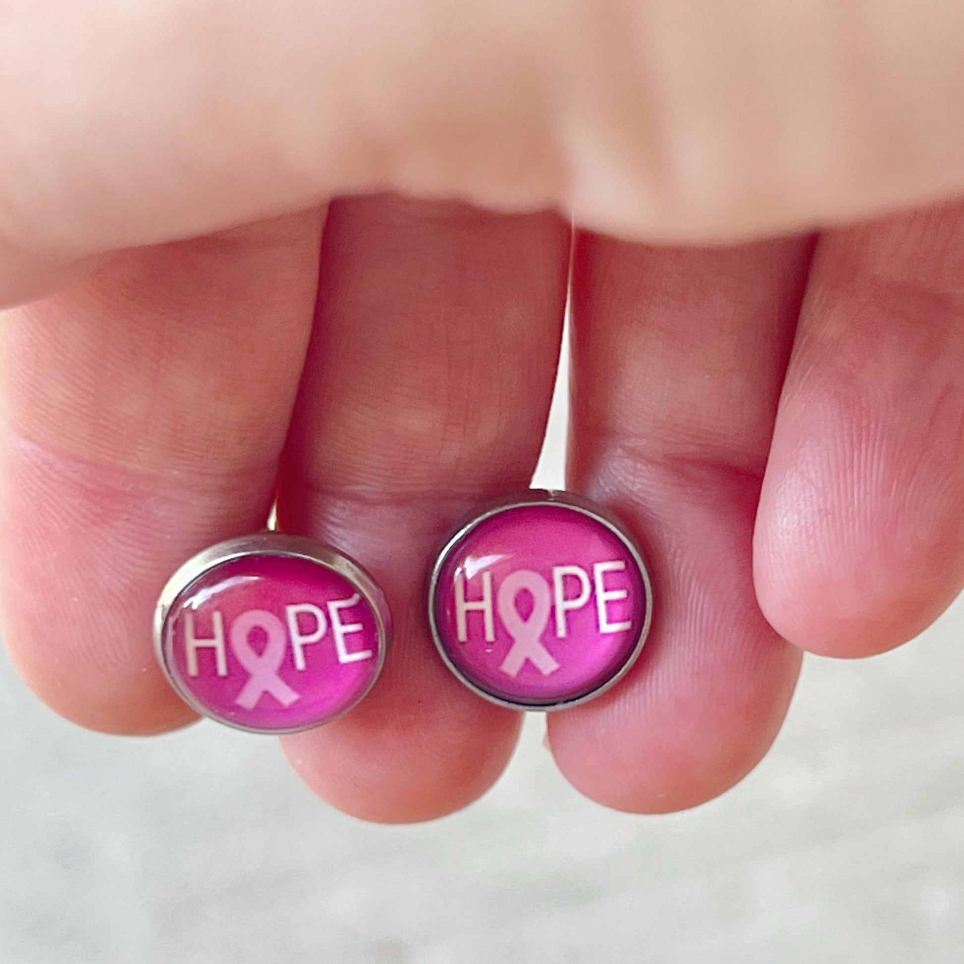Breast Cancer Awareness 'Hope' Stud Earrings - Stylish & Meaningful Accessories