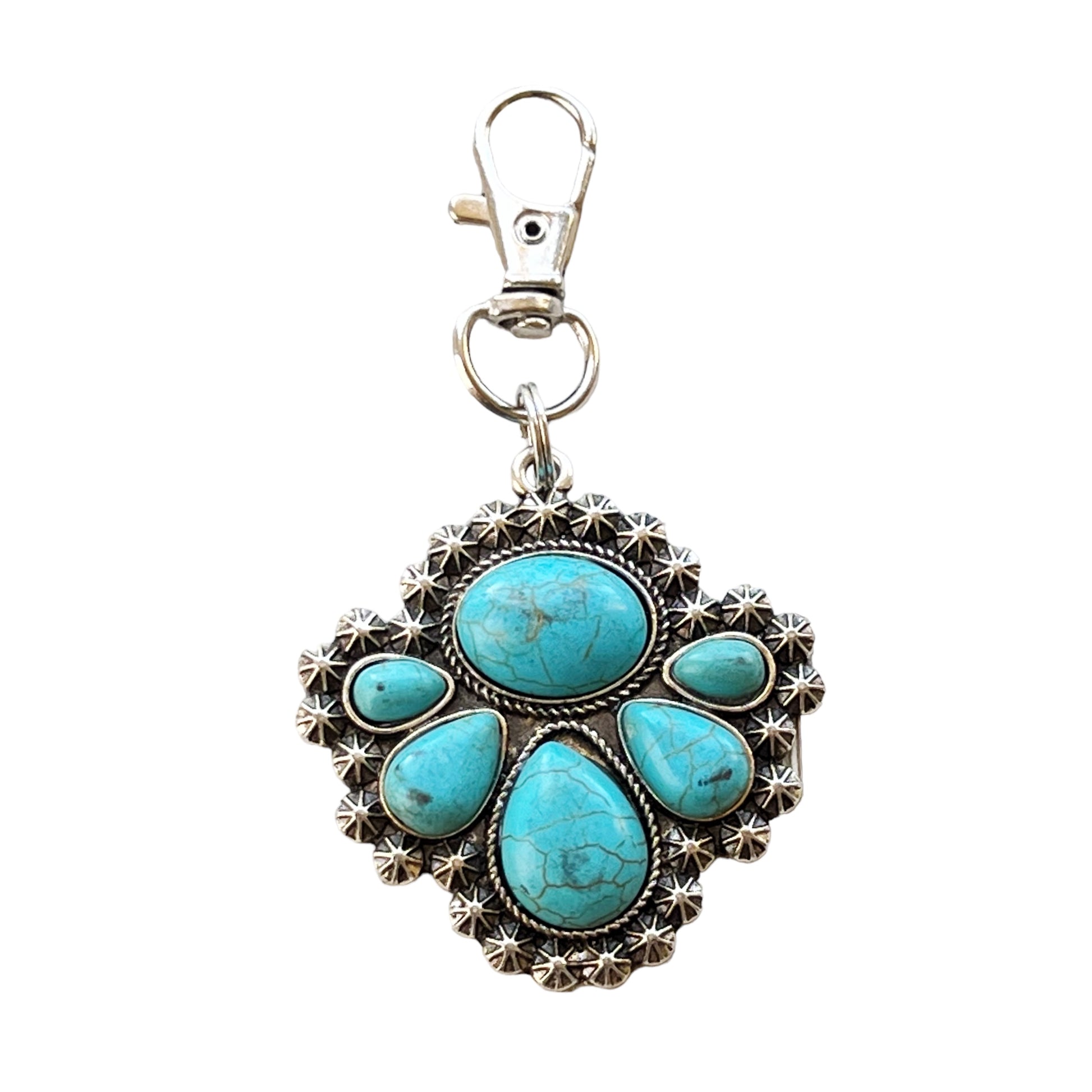 Turquoise Cluster Pendant – Vintage Southwest-Inspired Statement Keychain
