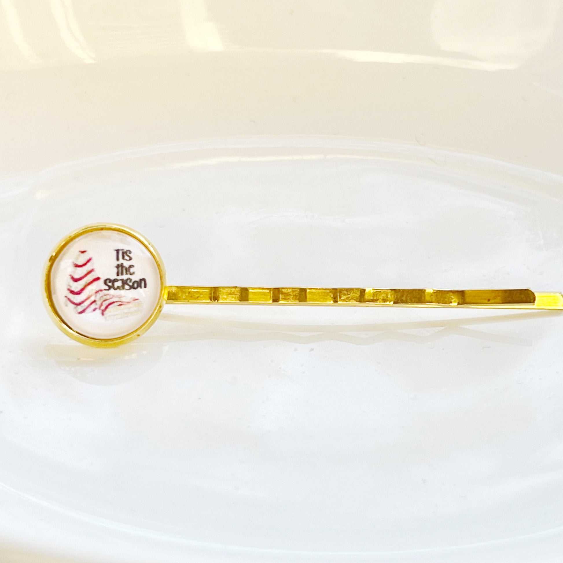 Christmas Tree Cake Gold Hair Pin - Festive Accessory for Holiday Hairstyles