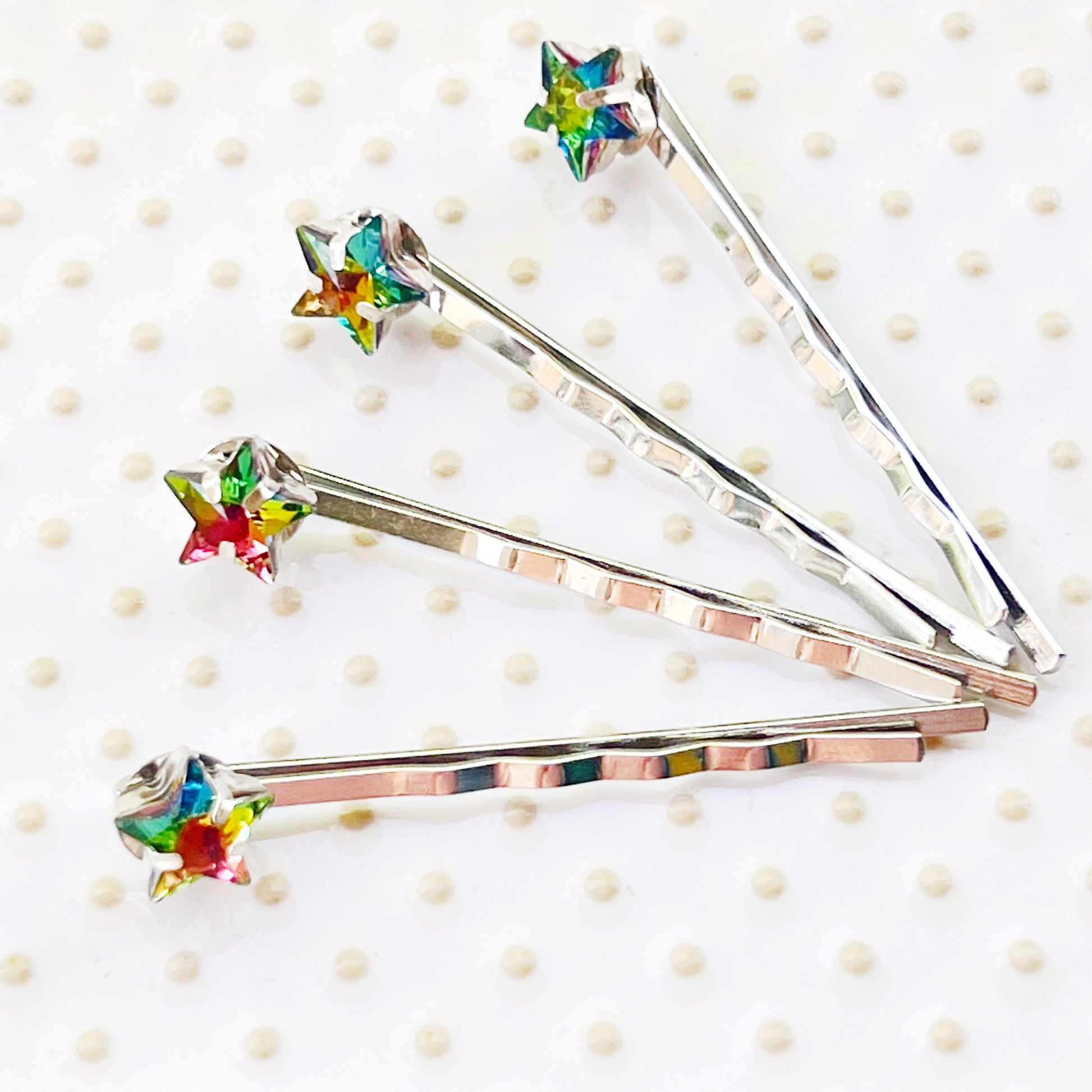 Rhinestone Rainbow Star Hair Pins, Hair Pins For Woman, Womens Bobby Pins, Star Barrettes, Star Hair Pins, Rainbow Hair Clip