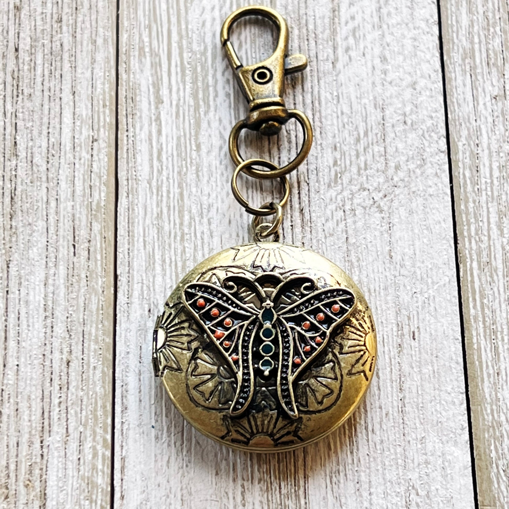 Steampunk Butterfly Locket Zipper Pull Keychain Purse Charm - Unique Vintage-Inspired Accessory