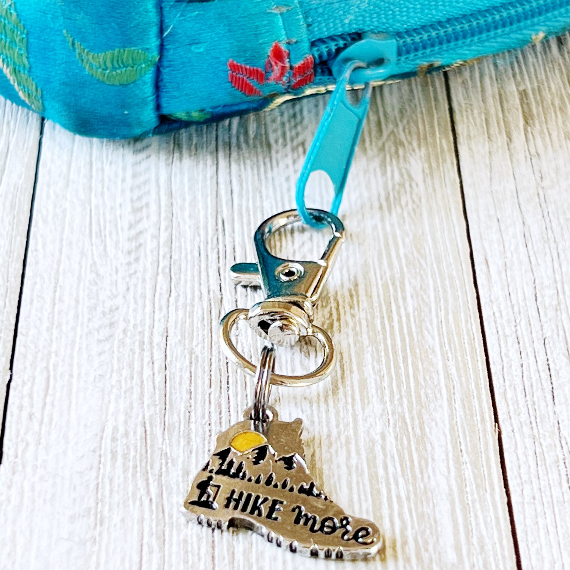 Hike More Mountains Zipper Pull Keychain Charm: Adventure-Inspired Purse Accessories