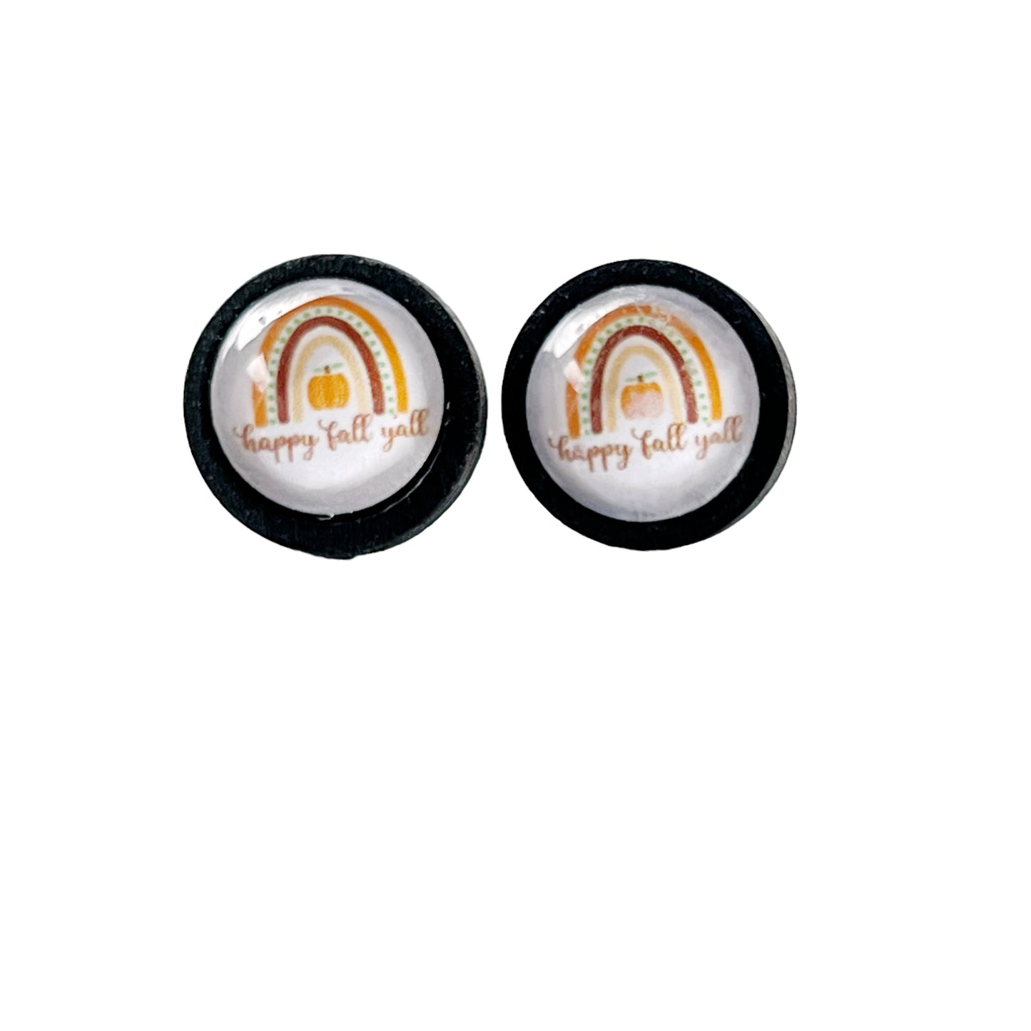 Boho Rainbow Happy Fall Y’all Stud Earrings - Festive Autumn Accessories