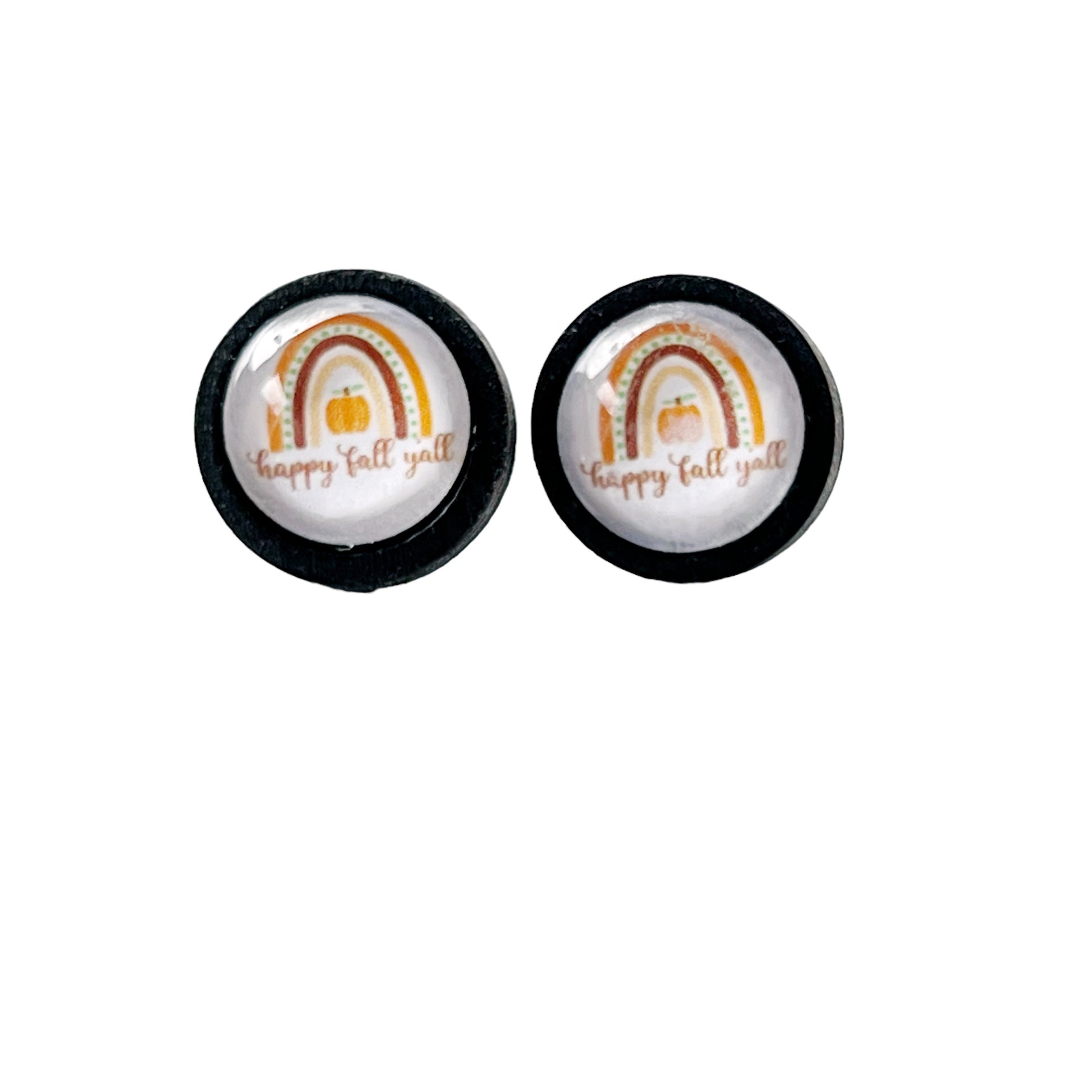 Boho Rainbow Happy Fall Y’all Stud Earrings - Festive Autumn Accessories