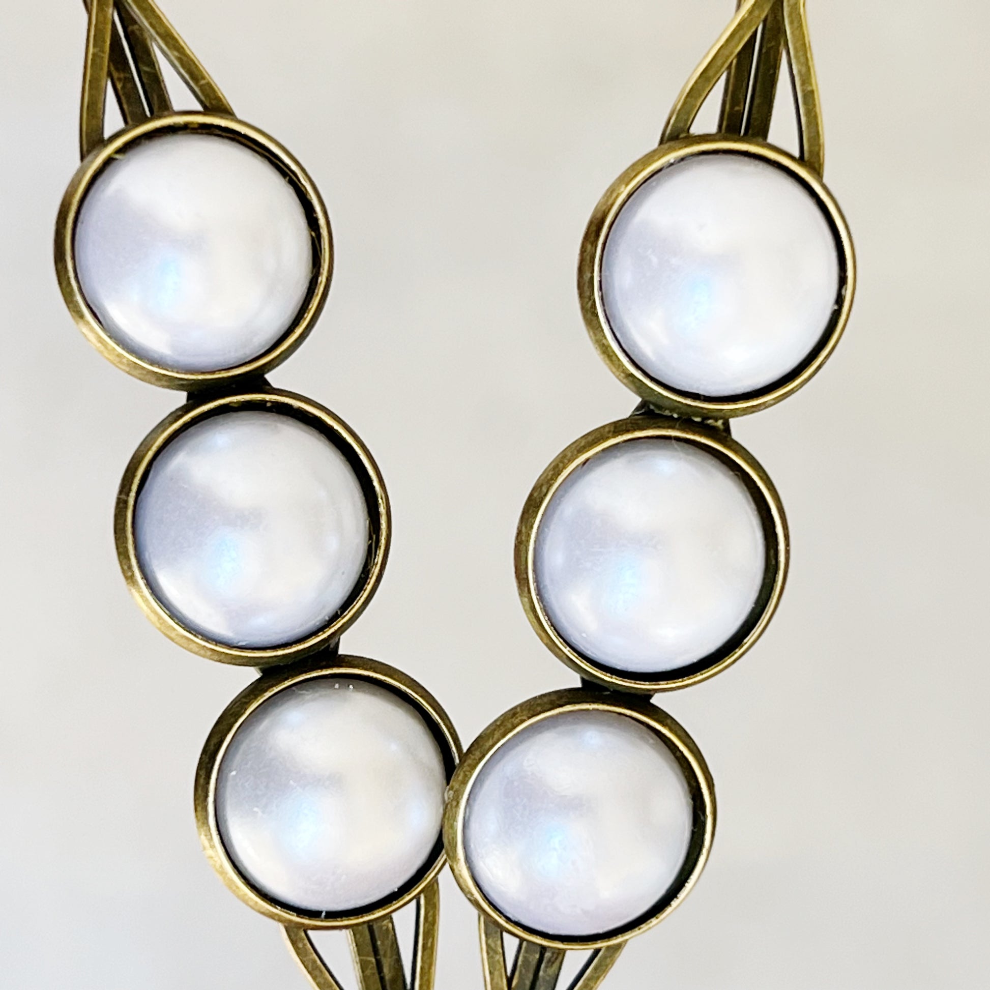 Silver White Pearl Hair Clips, Antiqued Bronze Barrette, Wedding Hair Jewelry, Womens Hair Clip, Womans Barrette, Bridal Hair Piece, Cute Clip