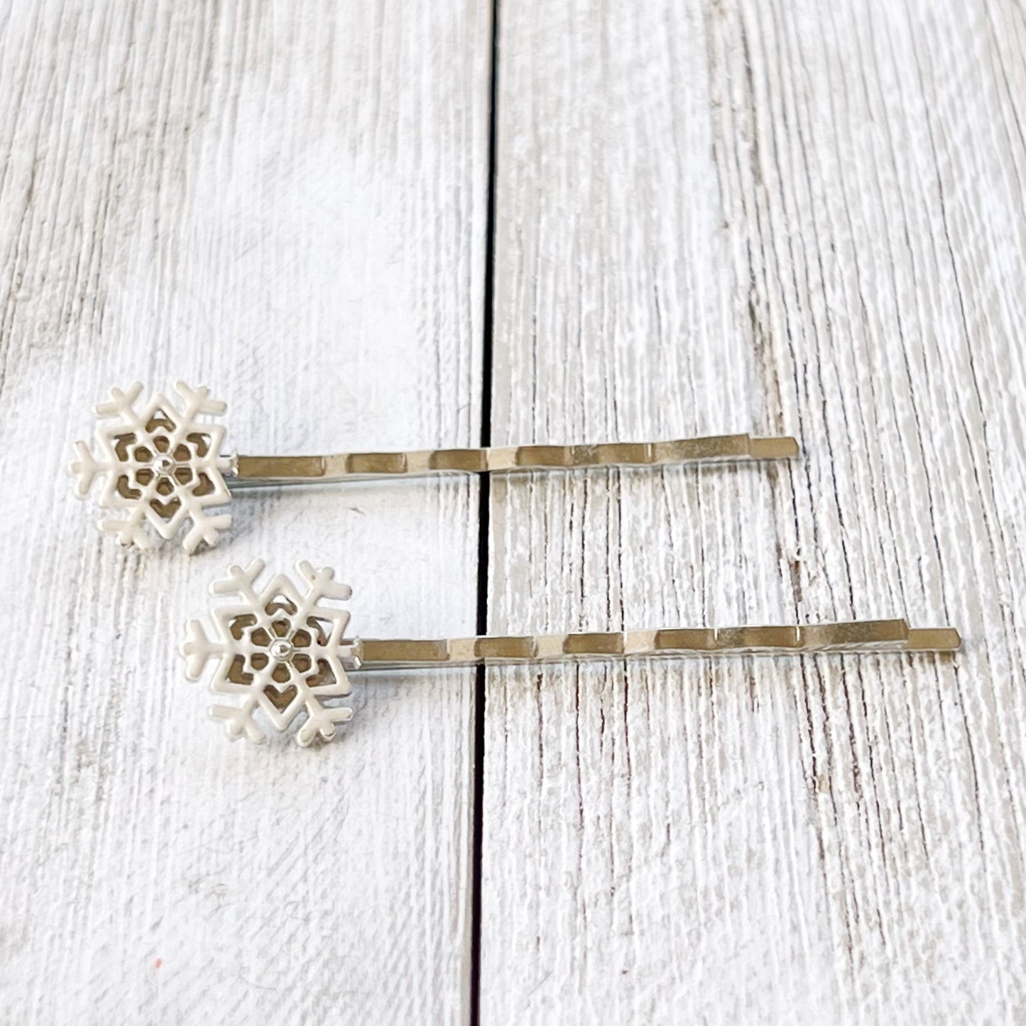 White Silver Snowflake Hair Pin