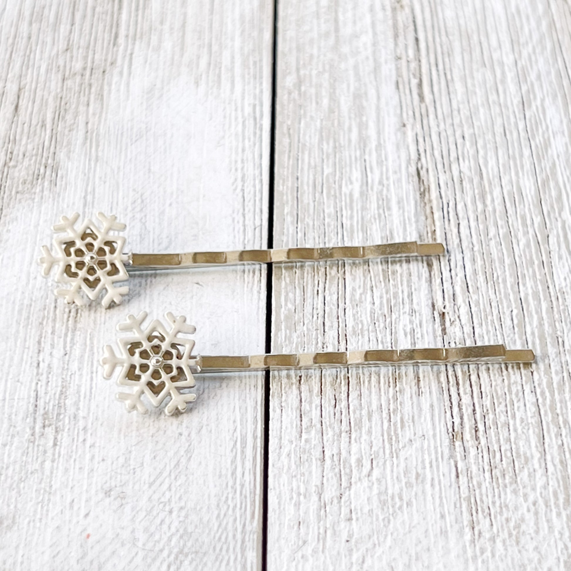 White Silver Snowflake Hair Pin