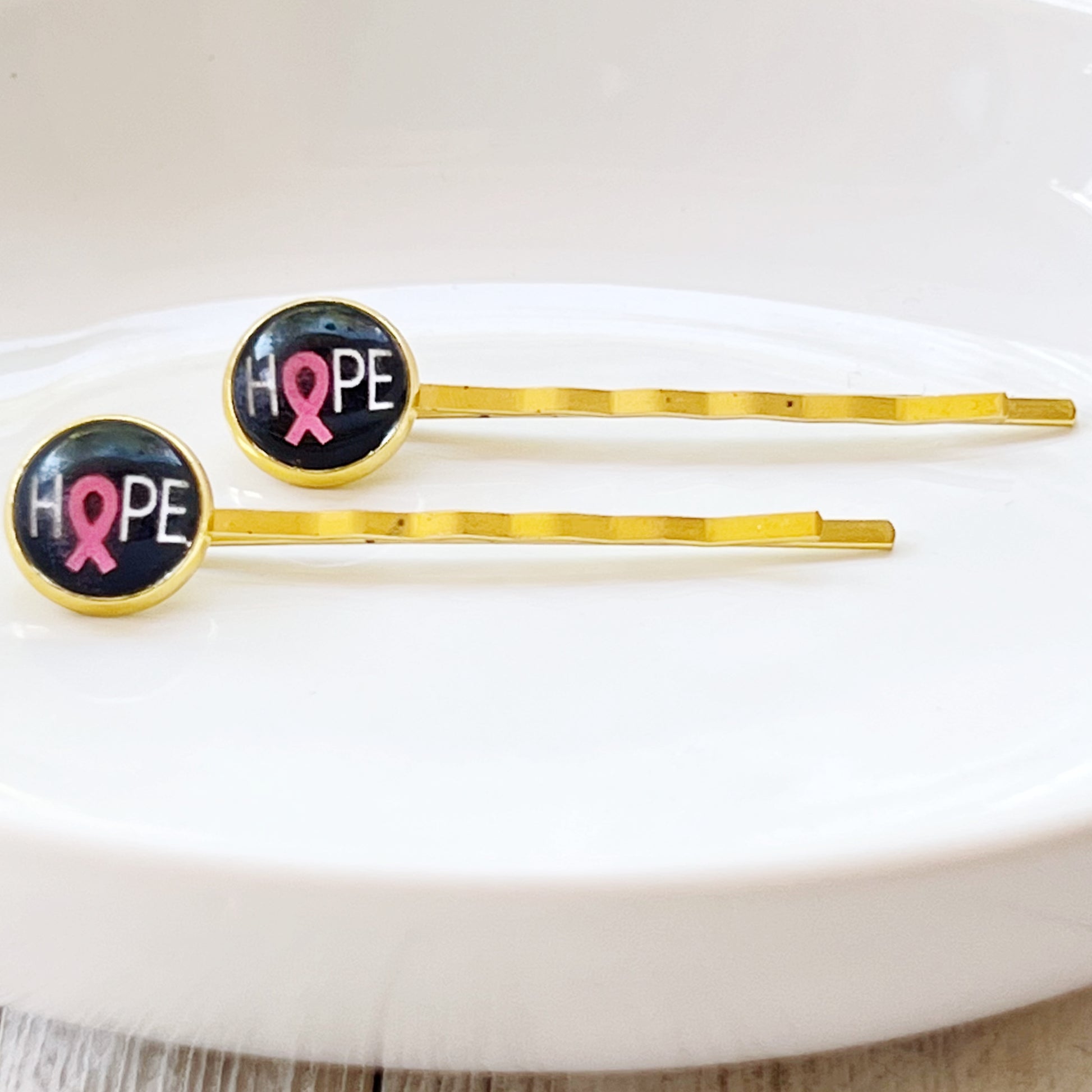 Hope Breast Cancer Awareness Month Pink Ribbon Hair Pins