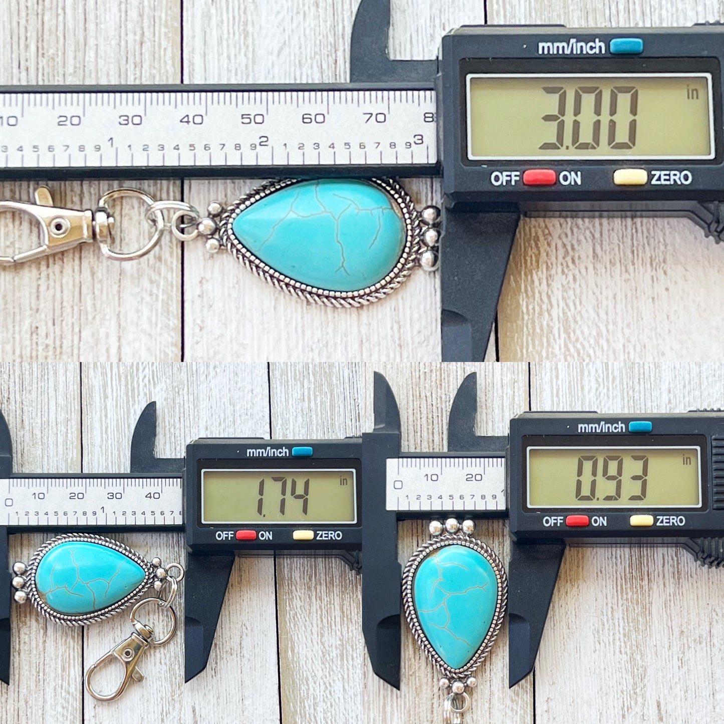 Teardrop Turquoise Purse Charm – Silver Boho Western Bag Accessory