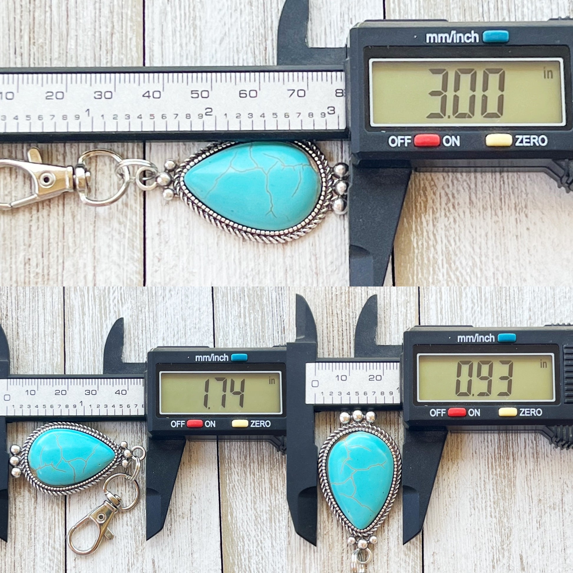 Teardrop Turquoise Purse Charm – Silver Boho Western Bag Accessory