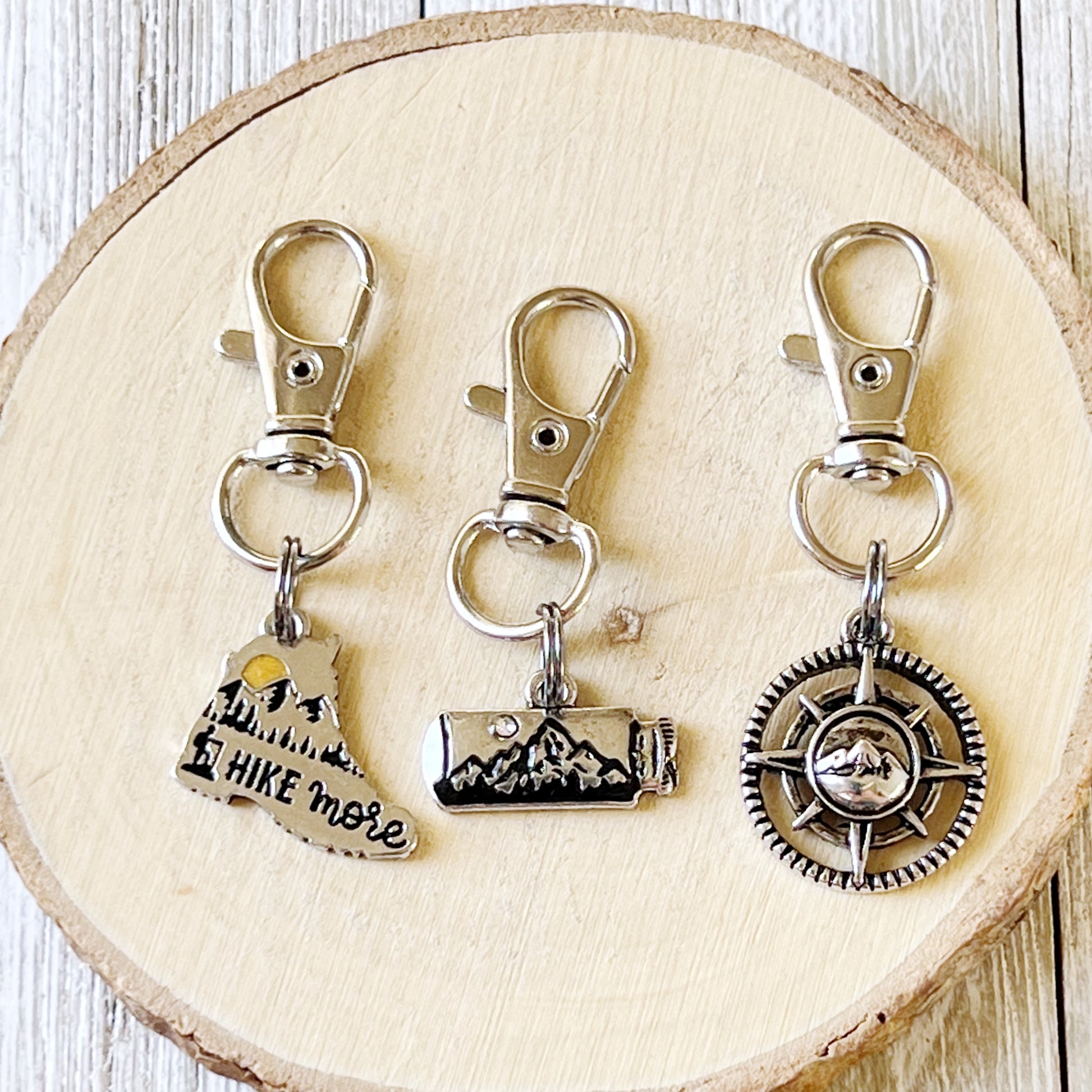 Hike More Mountains Zipper Pull Keychain Charm: Adventure-Inspired Purse Accessories
