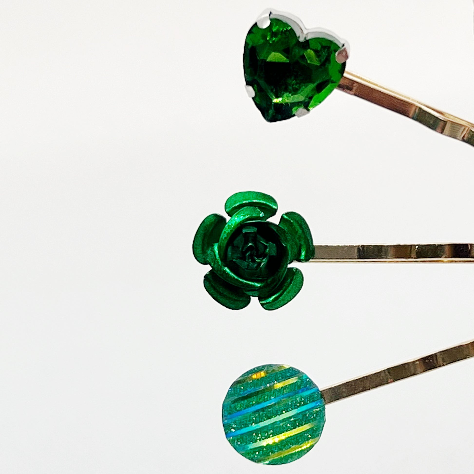 Emerald Green Rhinestone Hair Pin Set: Glamorous Accessories for Elegant Styles