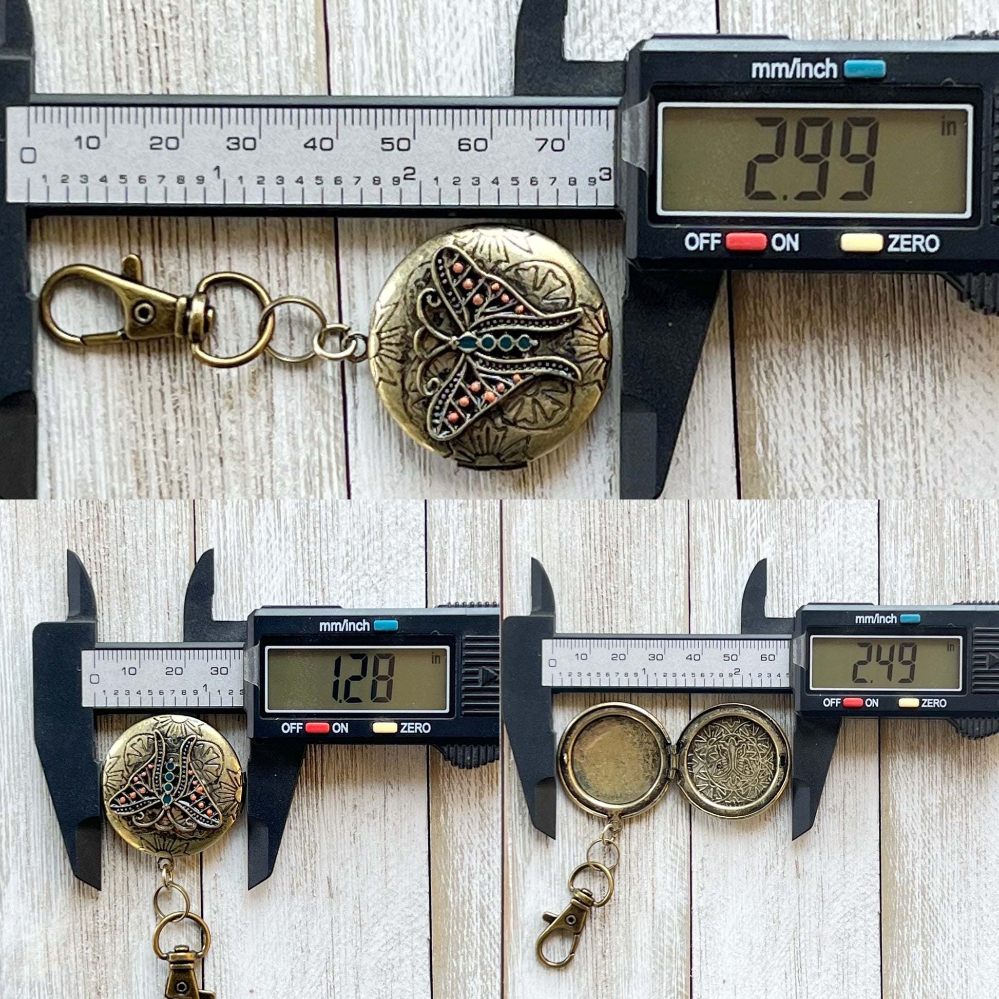 Steampunk Butterfly Locket Zipper Pull Keychain Purse Charm - Unique Vintage-Inspired Accessory
