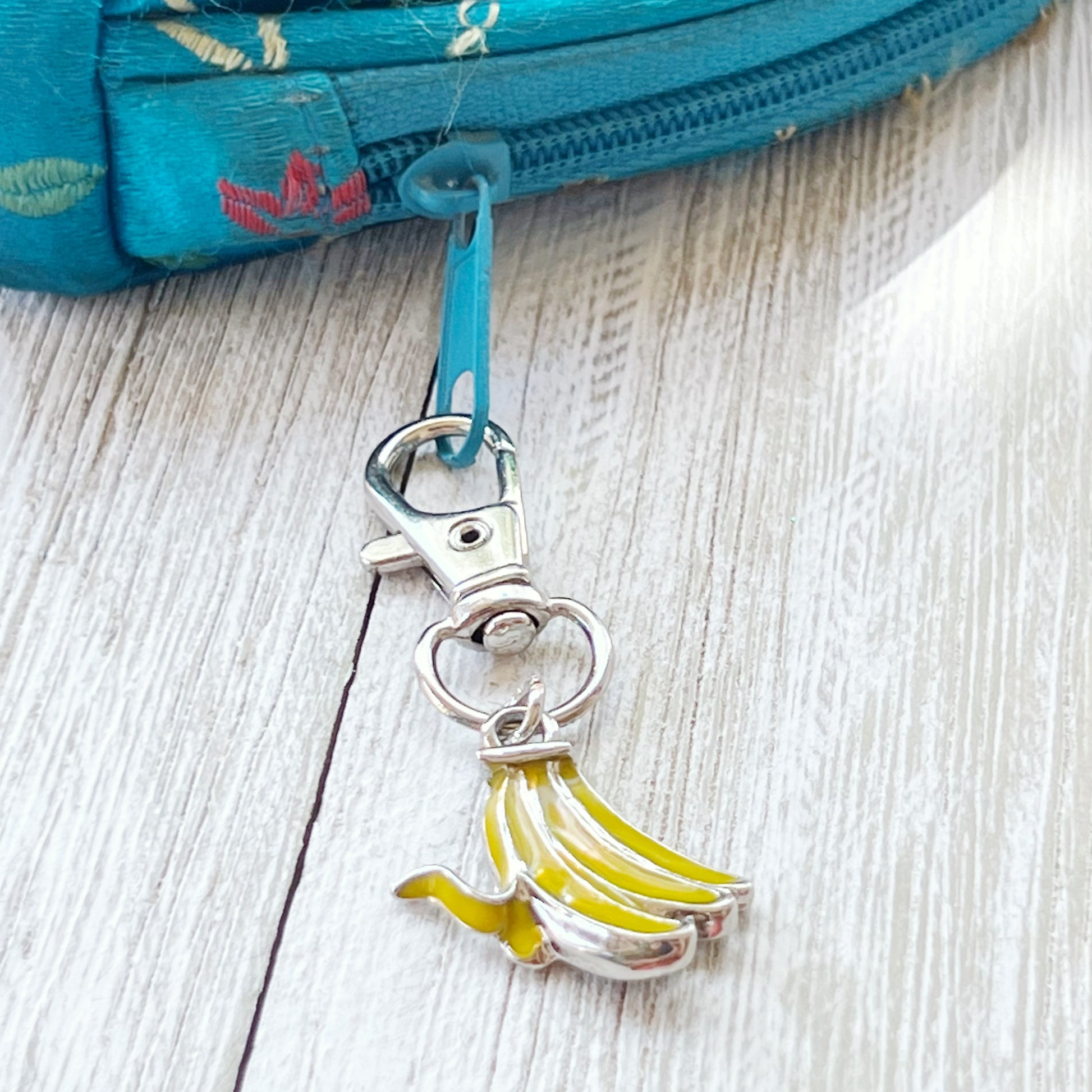 Fruit Zipper Pull Keychain Charm with Rhinestones