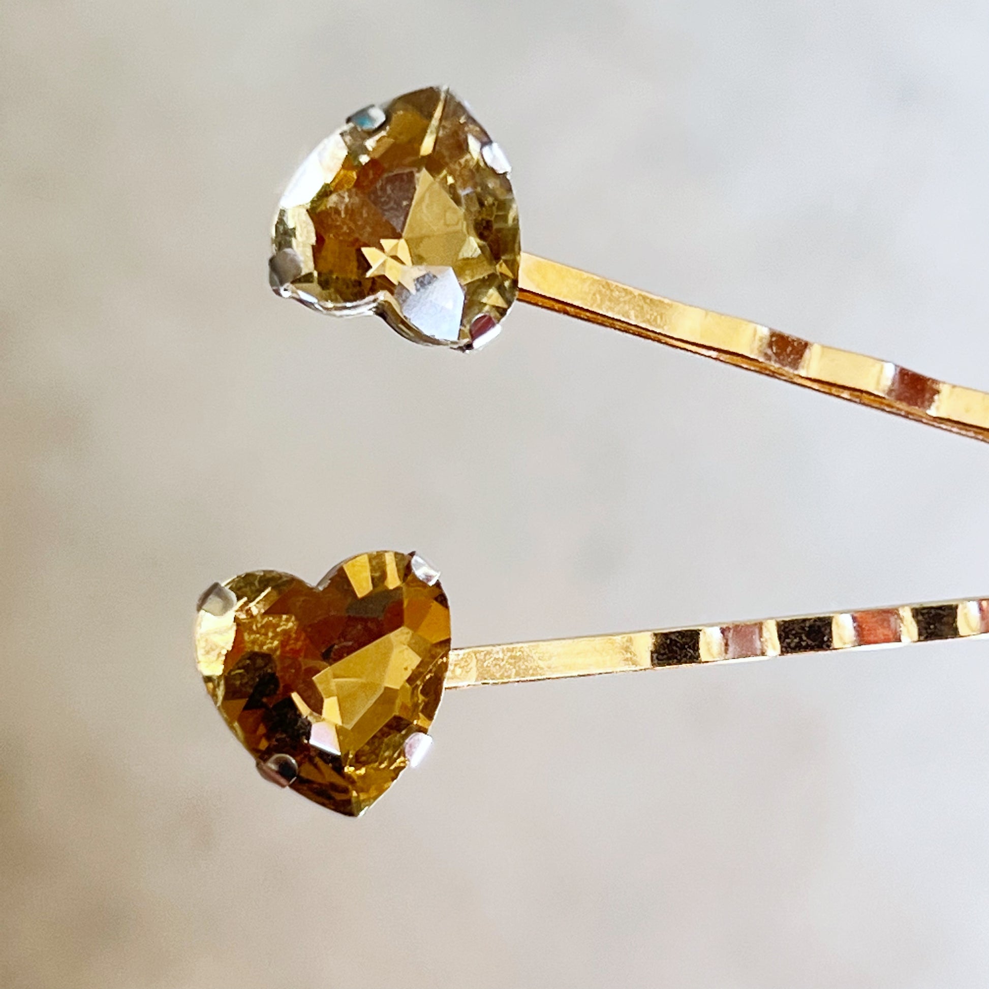 Gold Rhinestone Heart Hair Pins - Elegant & Glamorous Accessories
