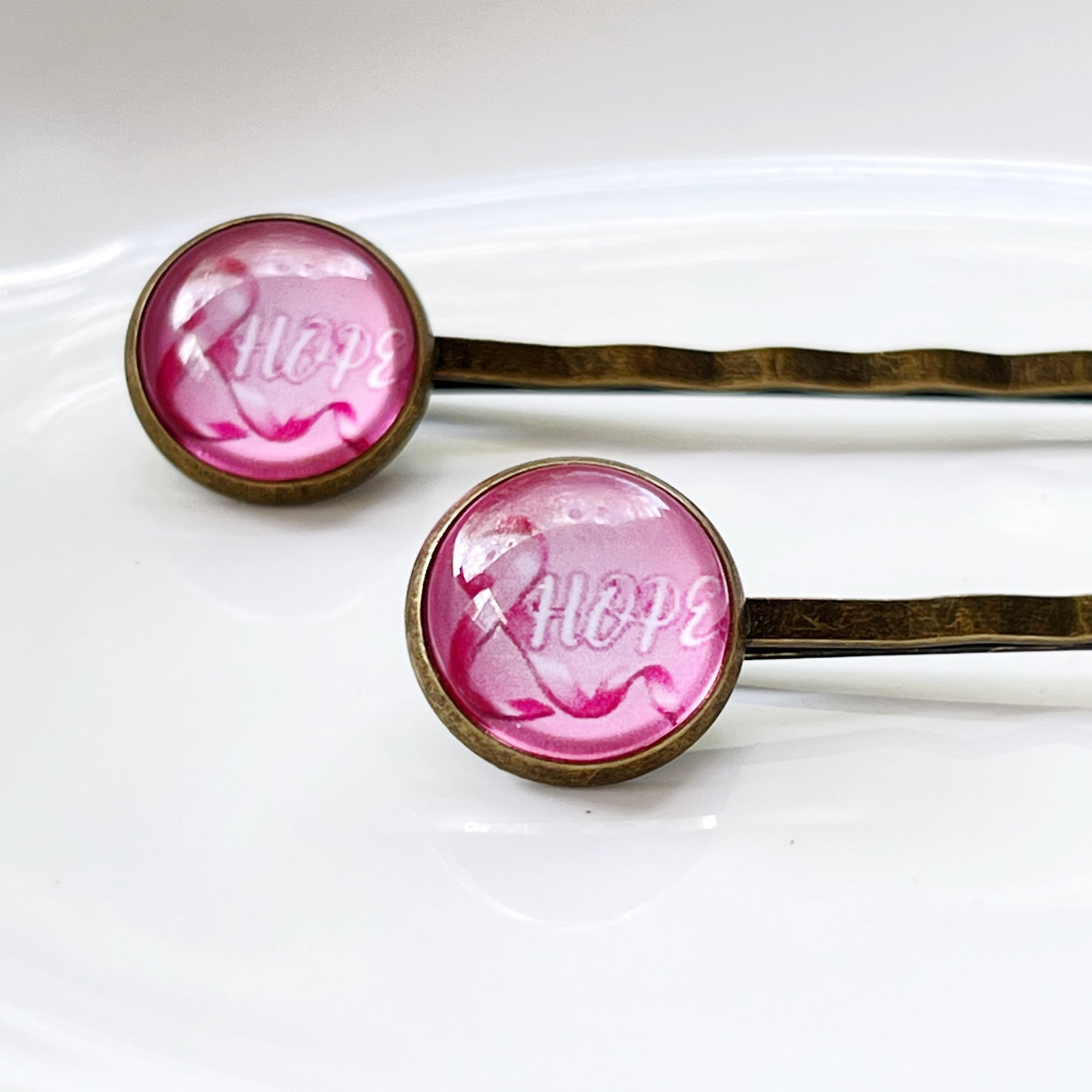 Breast Cancer Awareness Ribbon Hair Pins - Supportive and Stylish Accessories