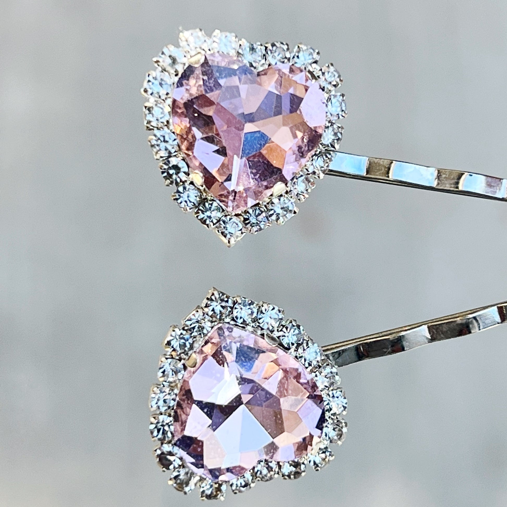 Light Pink Rhinestone Heart Hair Pins