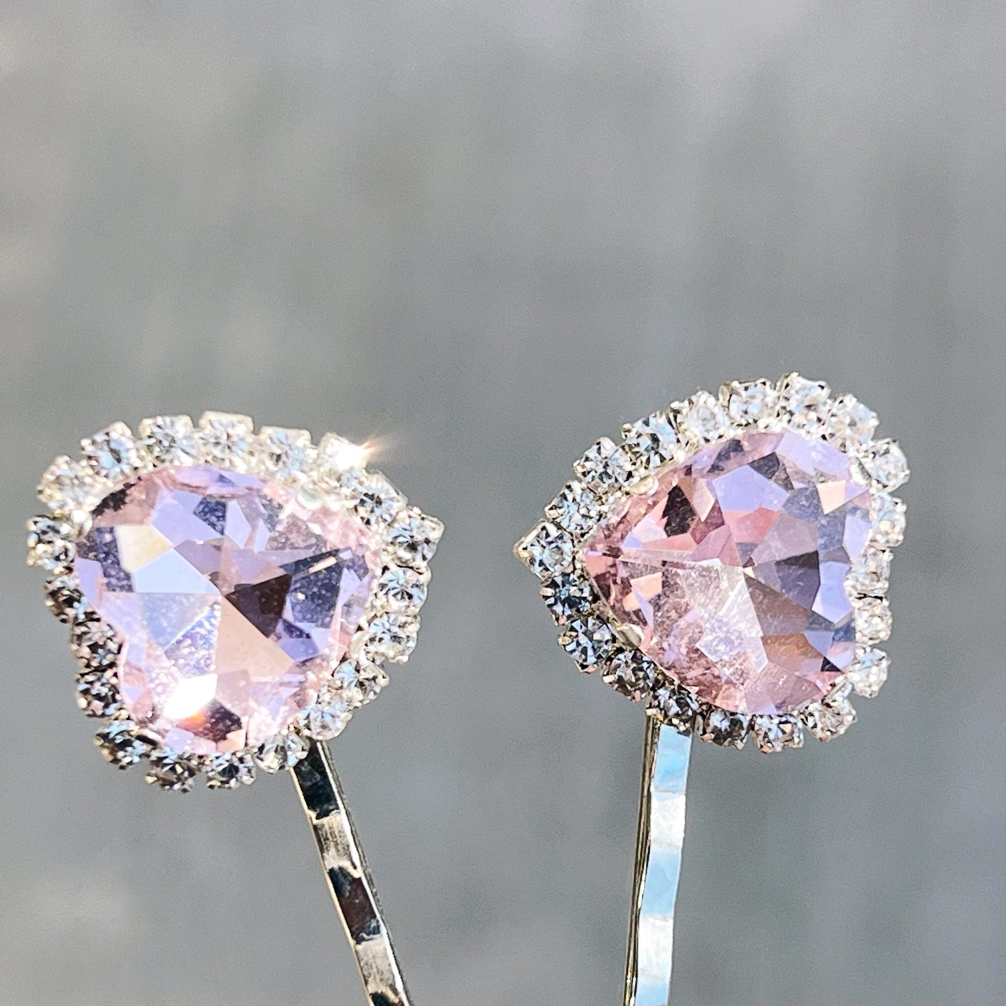 Light Pink Rhinestone Heart Hair Pins