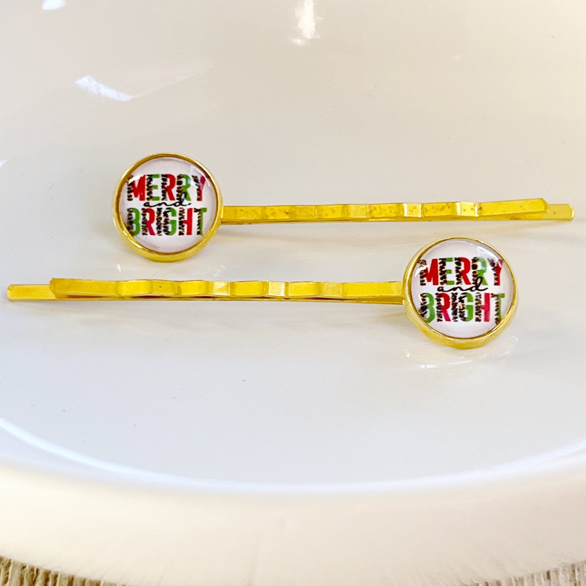 Merry & Bright Christmas Holiday Bobby Pins