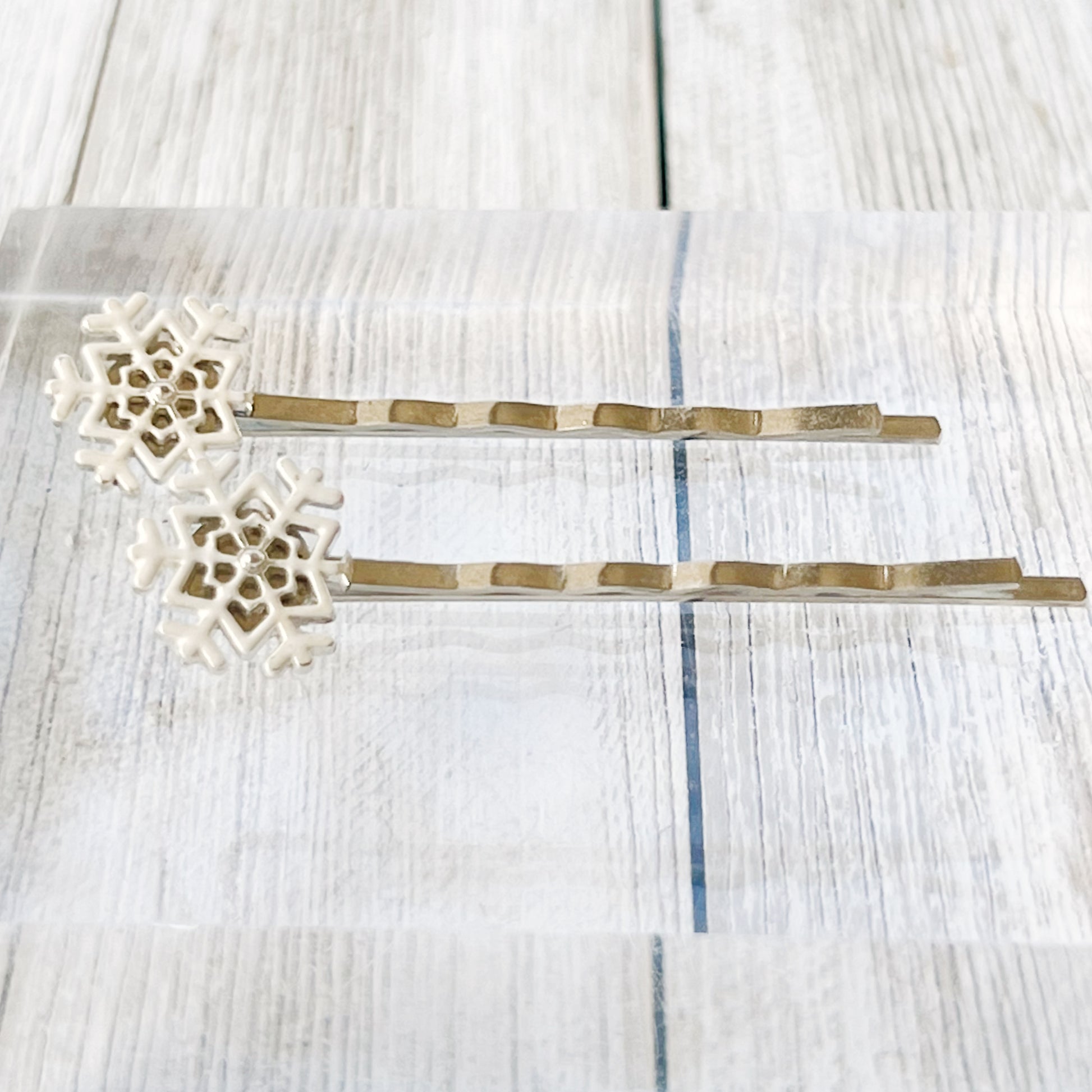 White Silver Snowflake Hair Pin