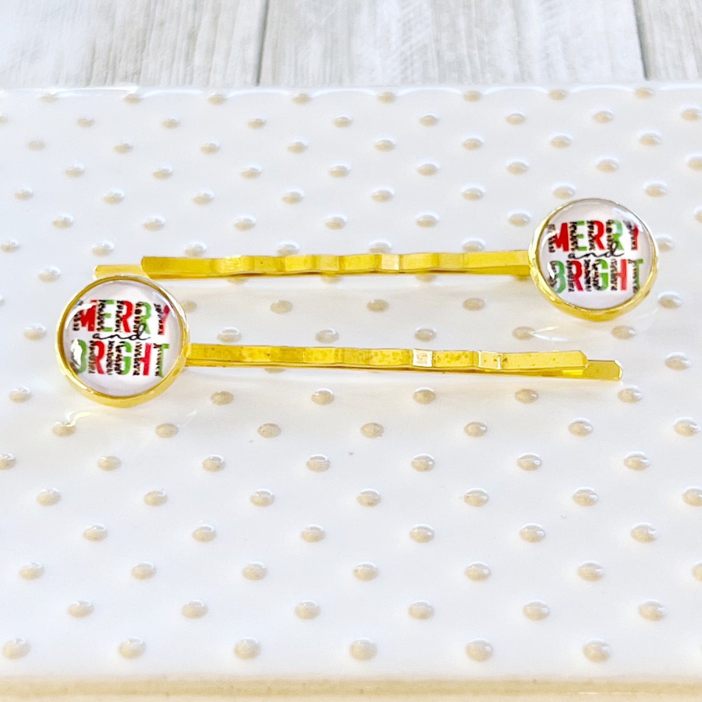 Merry & Bright Christmas Holiday Bobby Pins