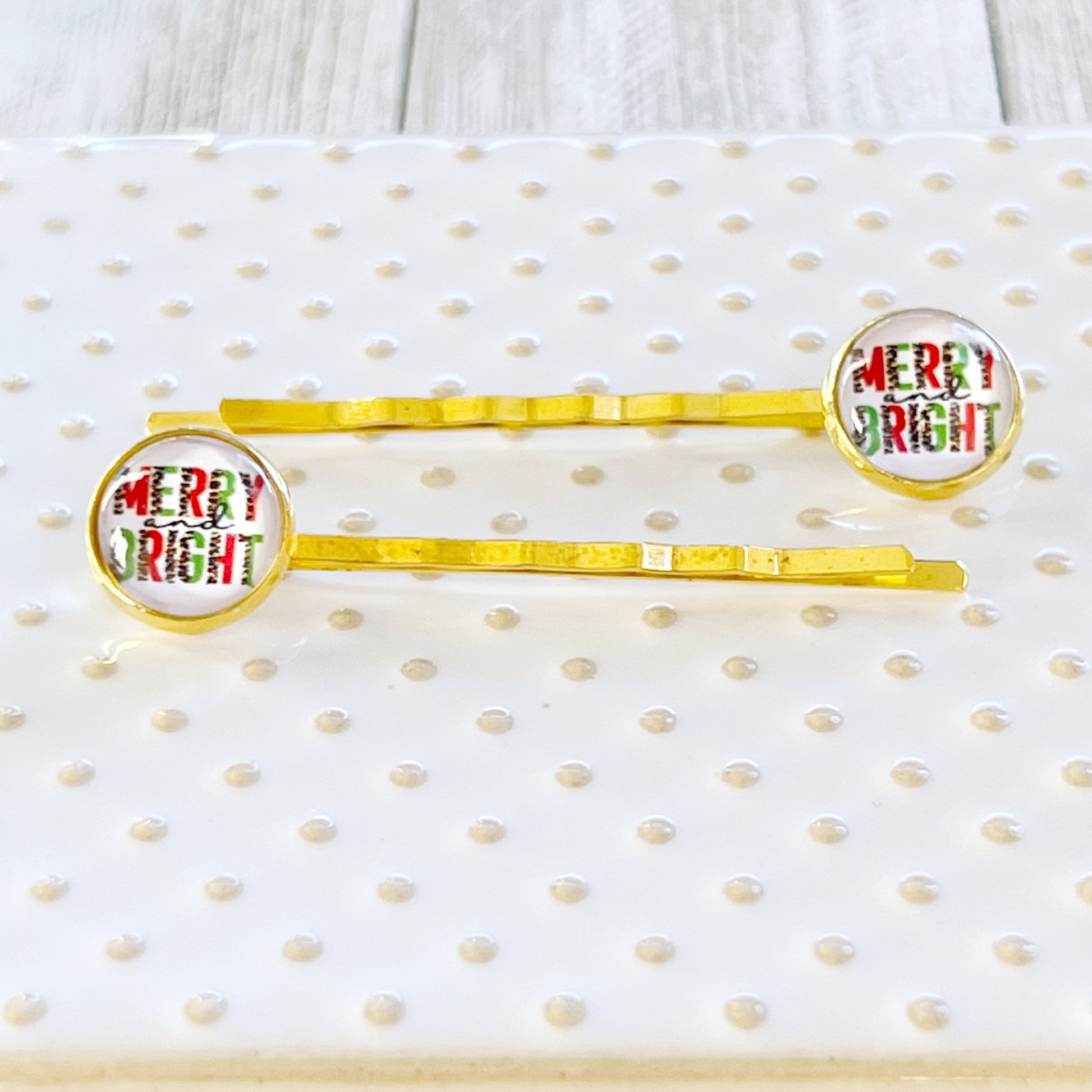 Merry & Bright Christmas Holiday Bobby Pins