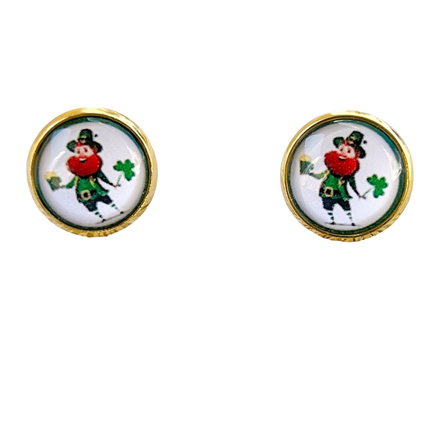 Leprechaun Gold Stud Earrings - Lucky & Festive Accessories