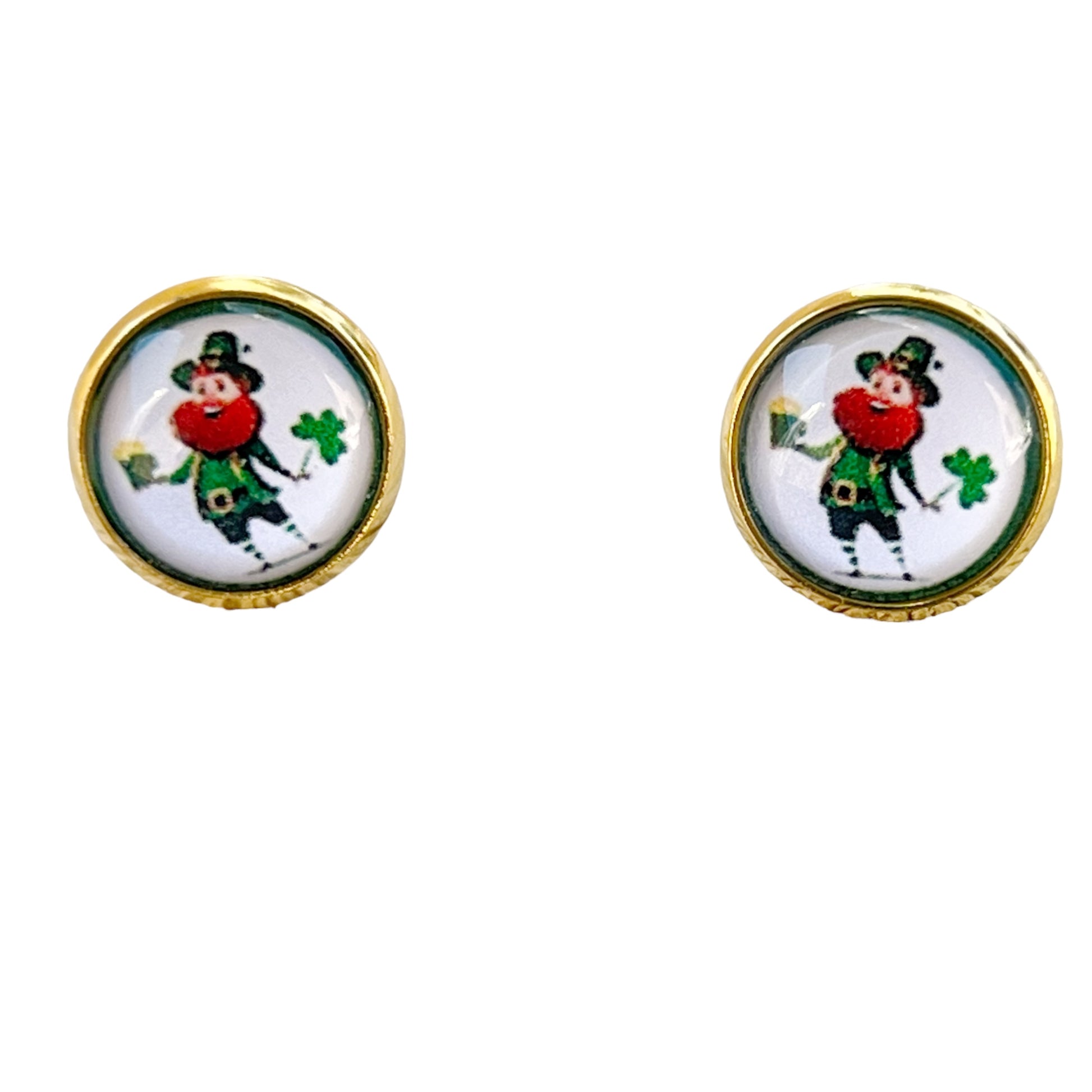 Leprechaun Gold Stud Earrings - Lucky & Festive Accessories
