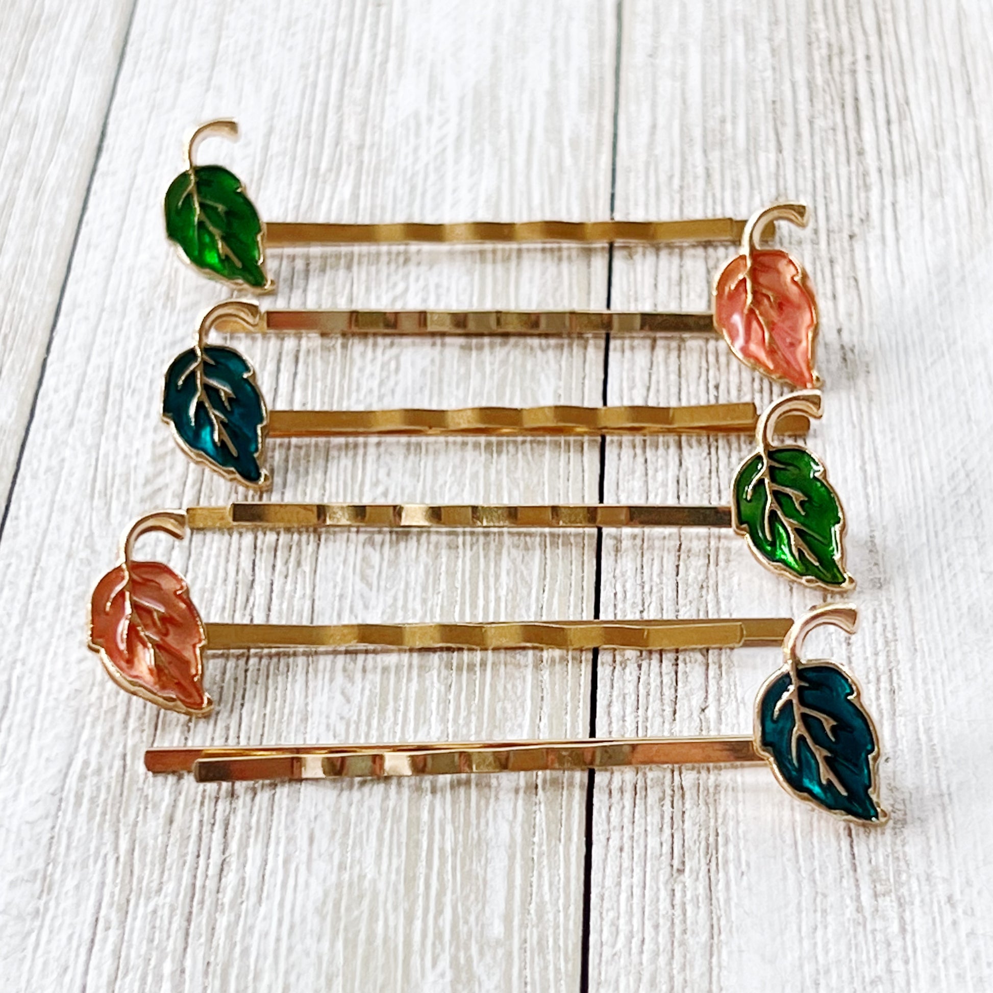 Enamel Leaf Hair Pin Set – 6-Piece Fall Hair Clips in 3 Autumn Colors